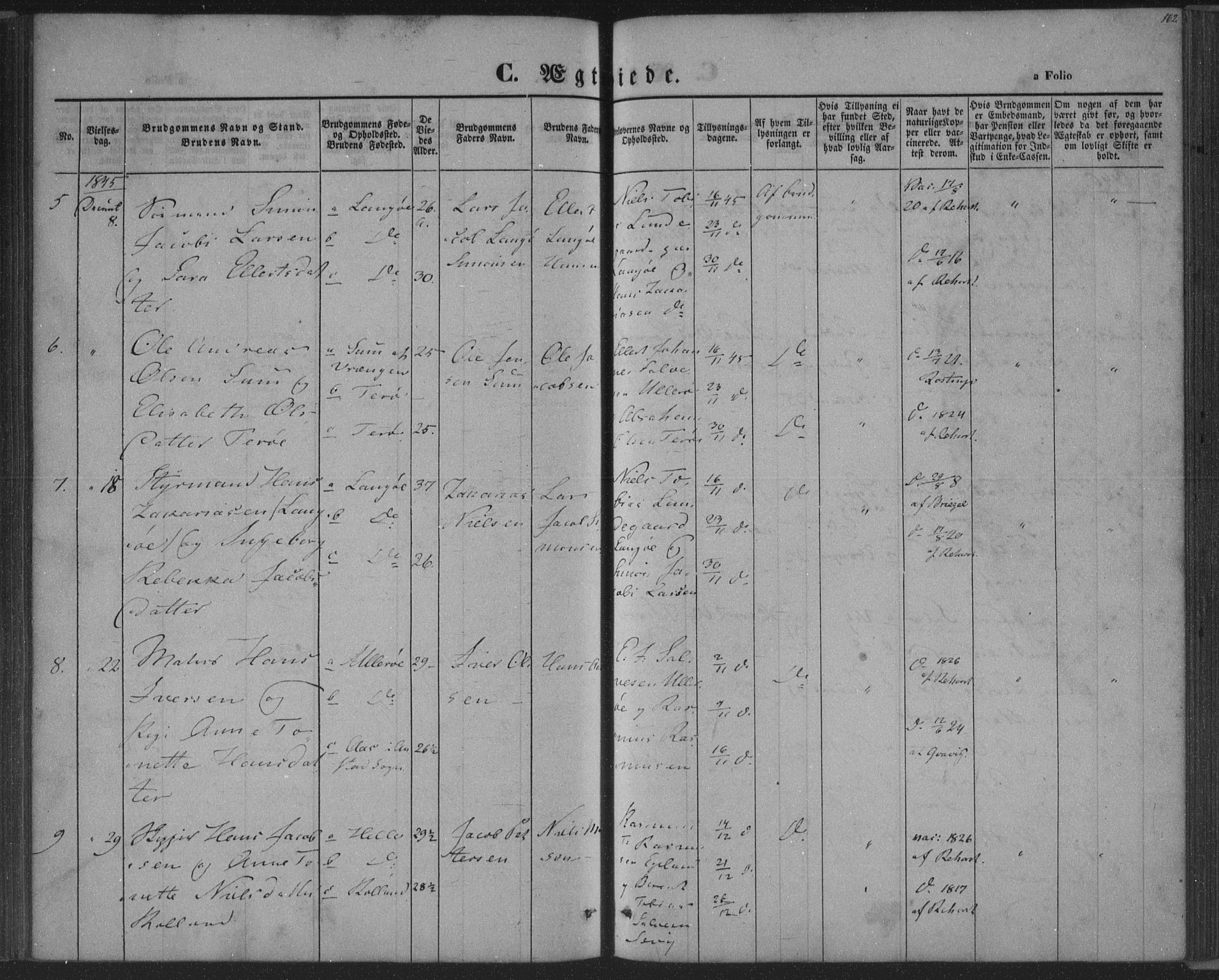 Herad sokneprestkontor, SAK/1111-0018/F/Fa/Fab/L0003: Parish register (official) no. A 3, 1844-1853, p. 162