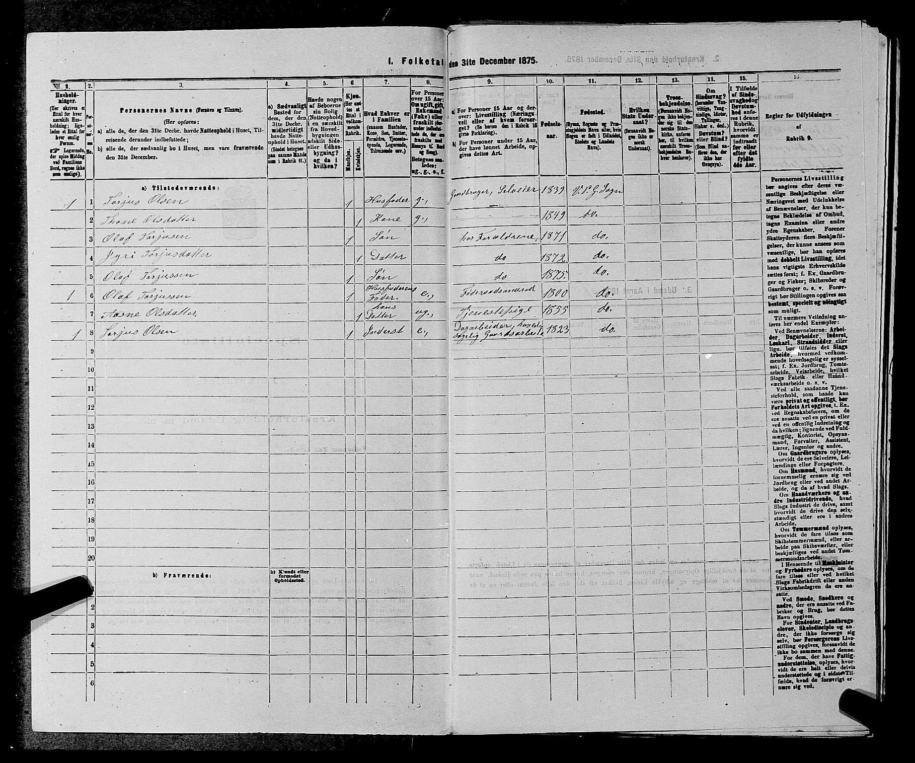 SAKO, 1875 census for 0834P Vinje, 1875, p. 495