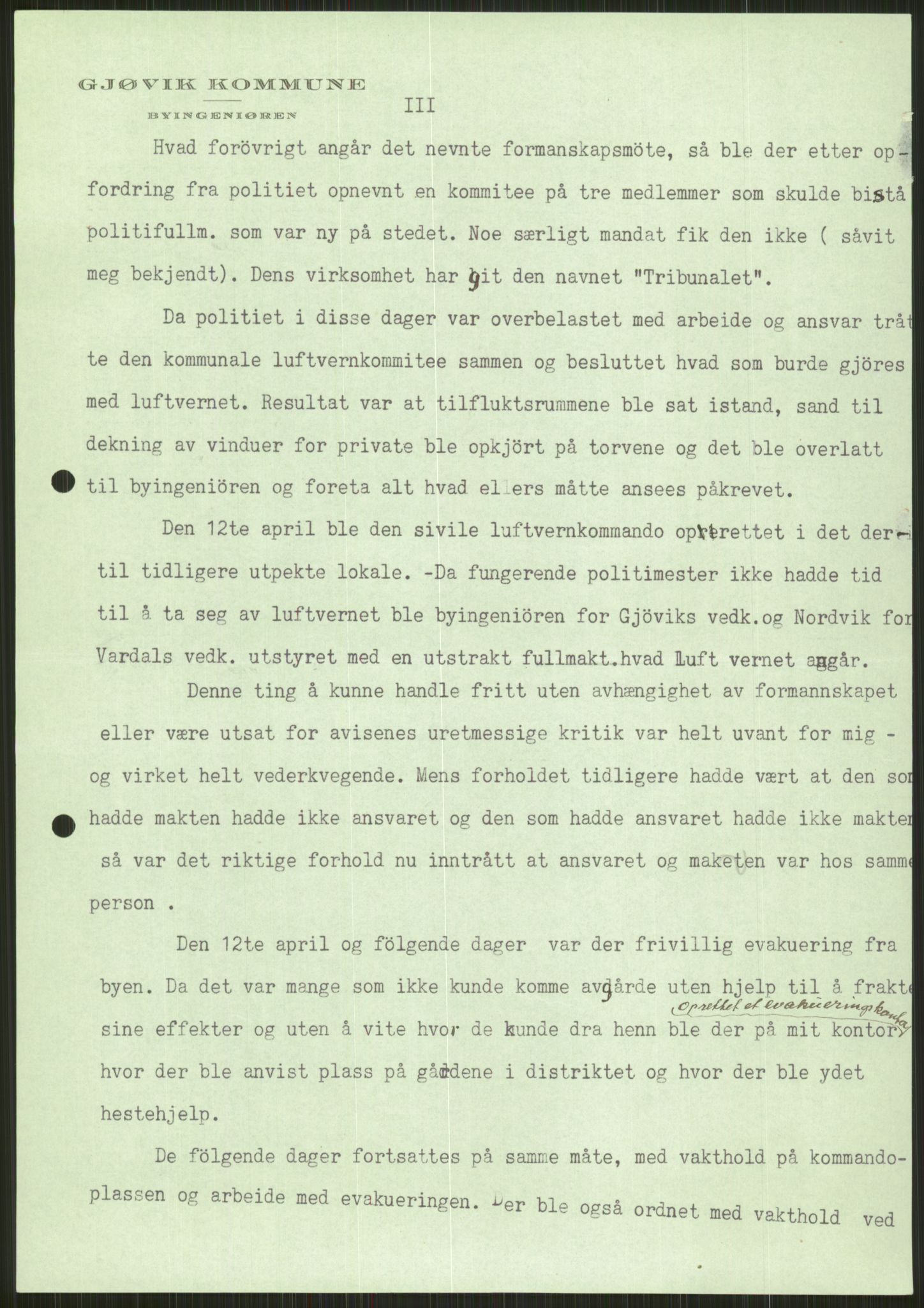 Forsvaret, Forsvarets krigshistoriske avdeling, AV/RA-RAFA-2017/Y/Ya/L0014: II-C-11-31 - Fylkesmenn.  Rapporter om krigsbegivenhetene 1940., 1940, p. 166