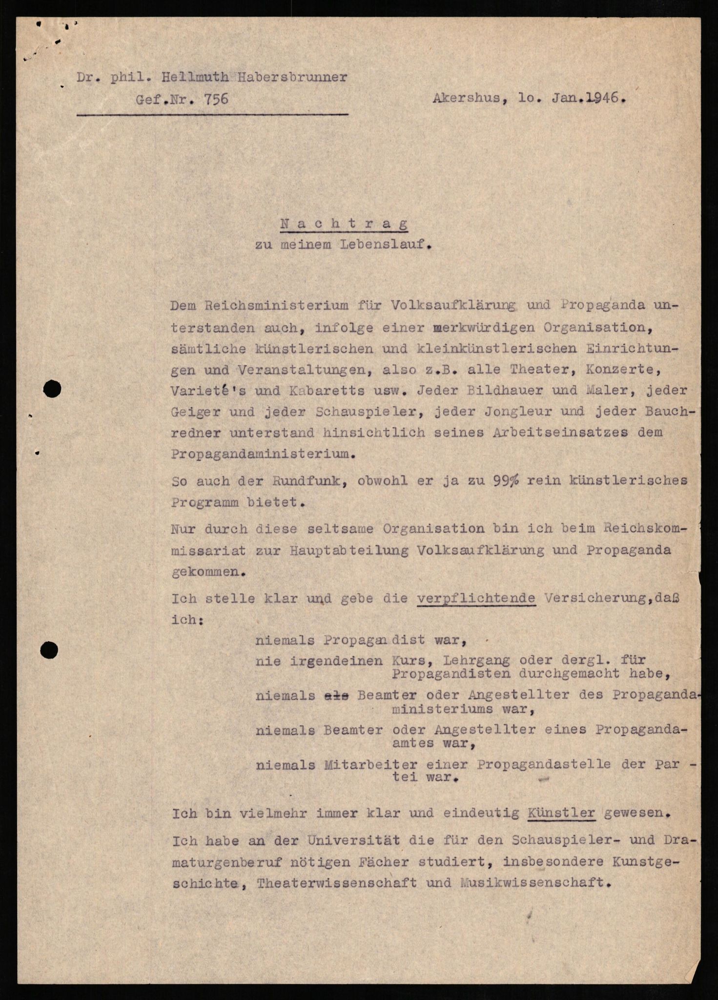 Forsvaret, Forsvarets overkommando II, RA/RAFA-3915/D/Db/L0011: CI Questionaires. Tyske okkupasjonsstyrker i Norge. Tyskere., 1945-1946, p. 120