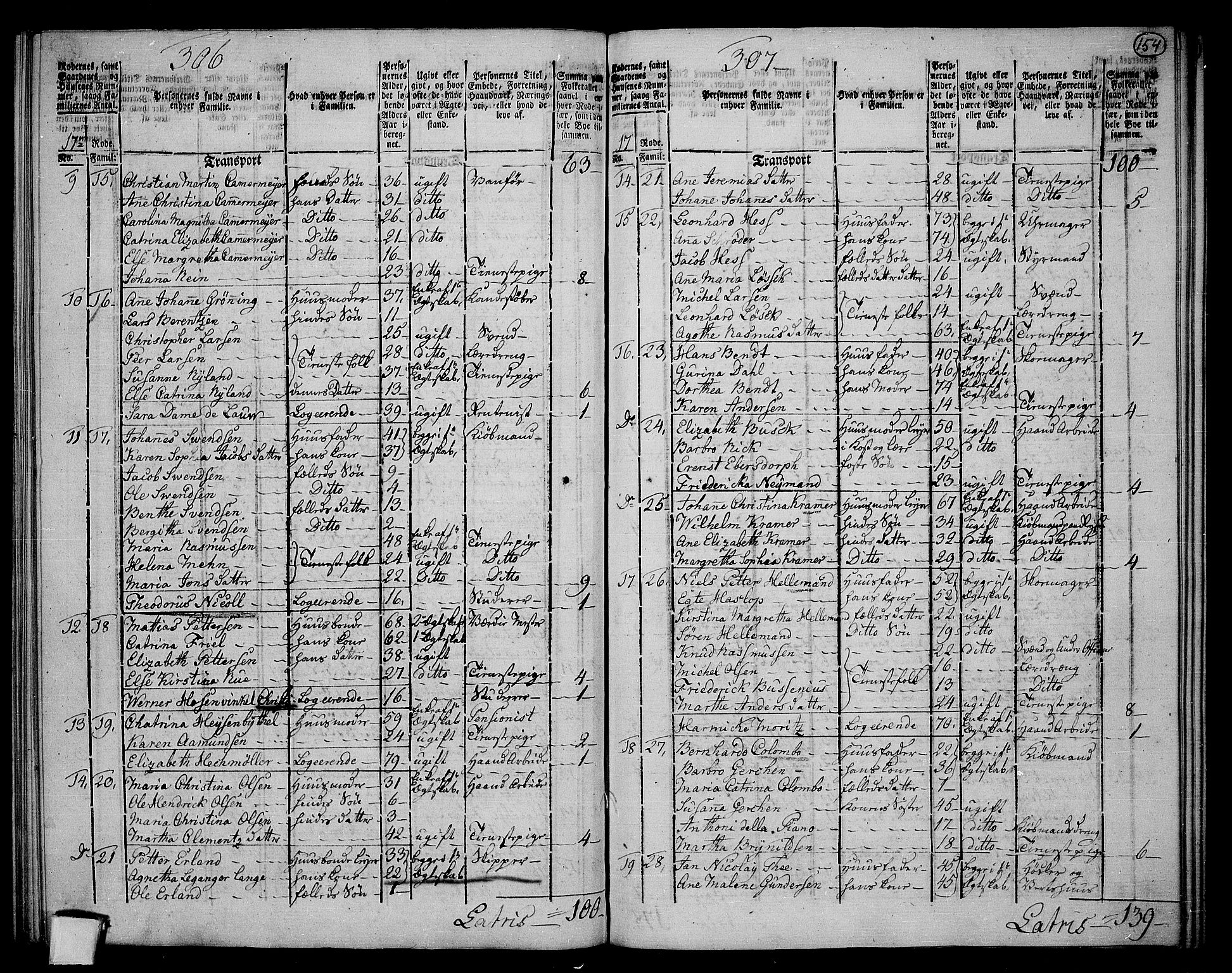 RA, 1801 census for 1301 Bergen, 1801, p. 153b-154a