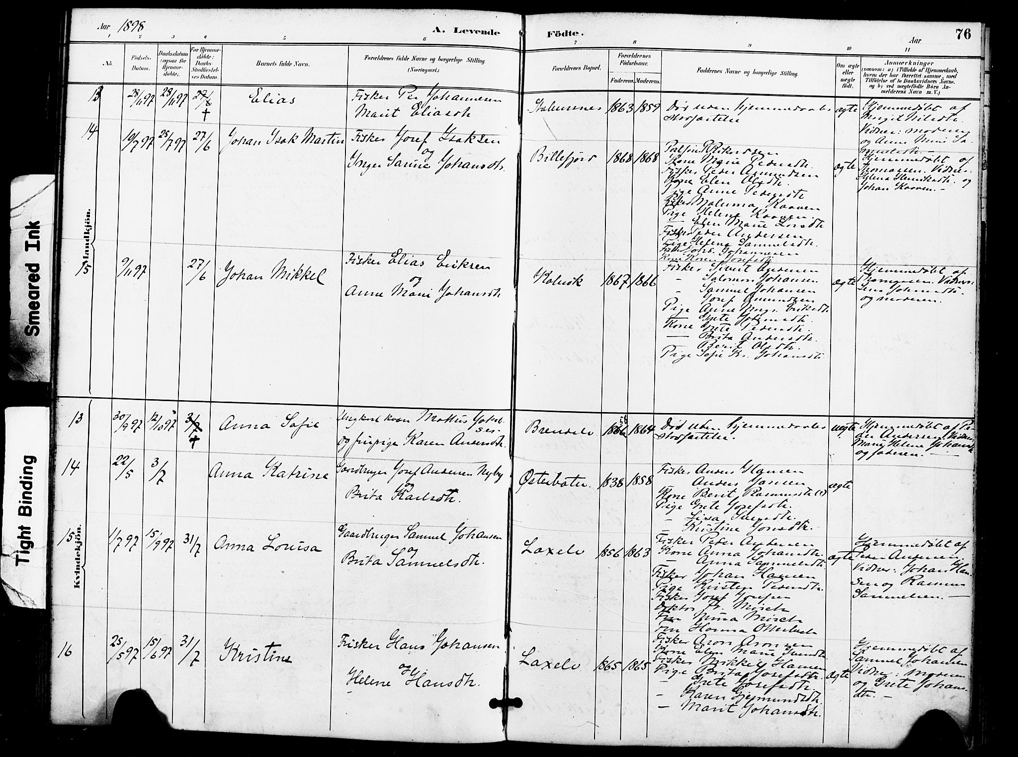 Kistrand/Porsanger sokneprestembete, SATØ/S-1351/H/Ha/L0008.kirke: Parish register (official) no. 8, 1890-1898, p. 76