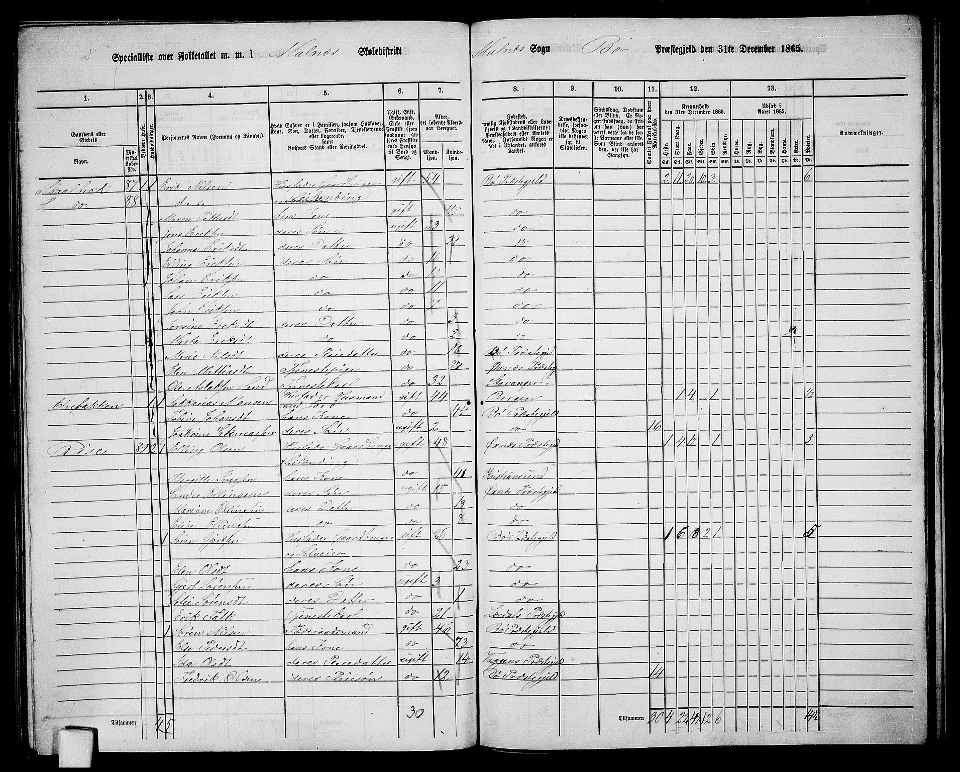 RA, 1865 census for Bø, 1865, p. 53