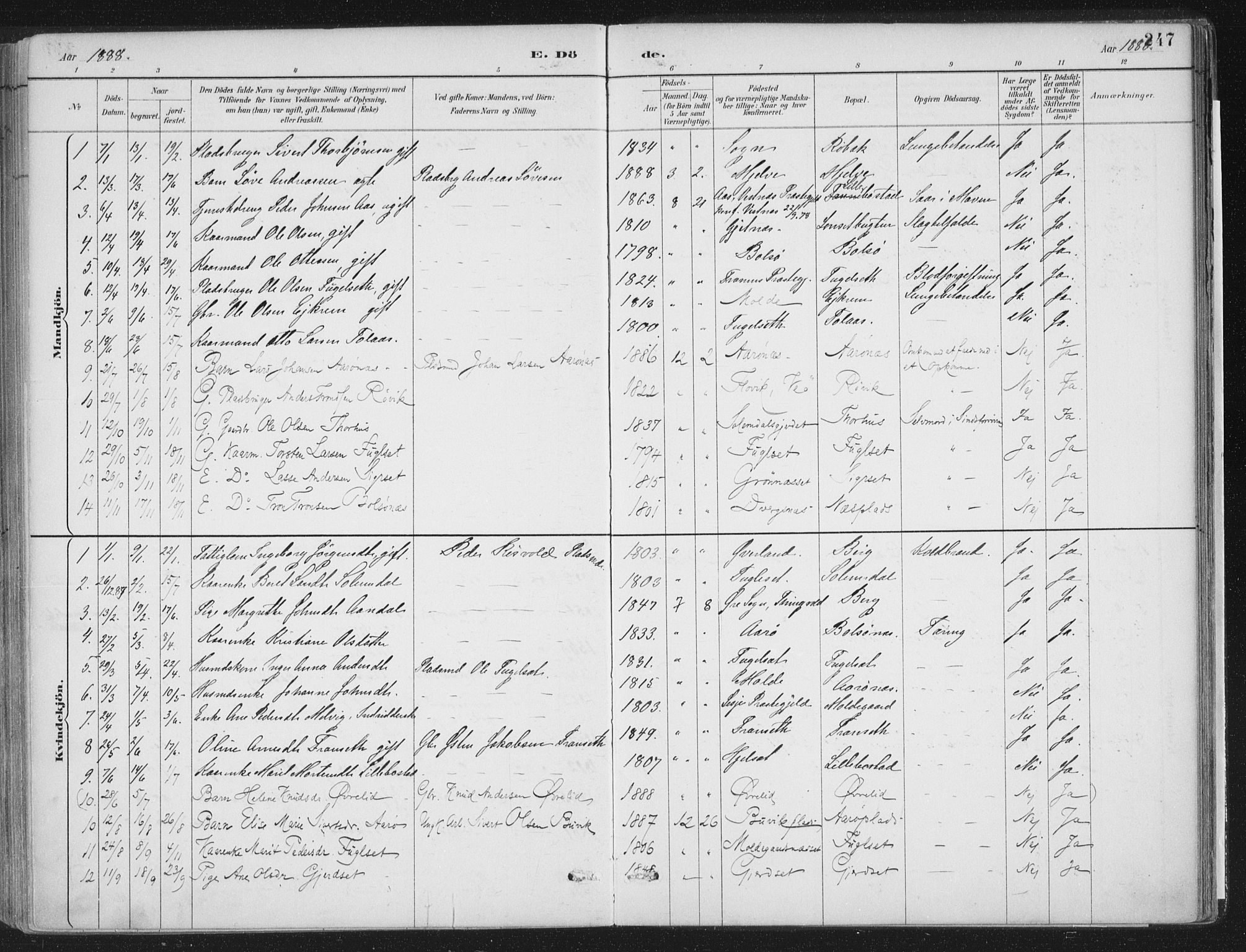 Ministerialprotokoller, klokkerbøker og fødselsregistre - Møre og Romsdal, SAT/A-1454/555/L0658: Parish register (official) no. 555A09, 1887-1917, p. 247