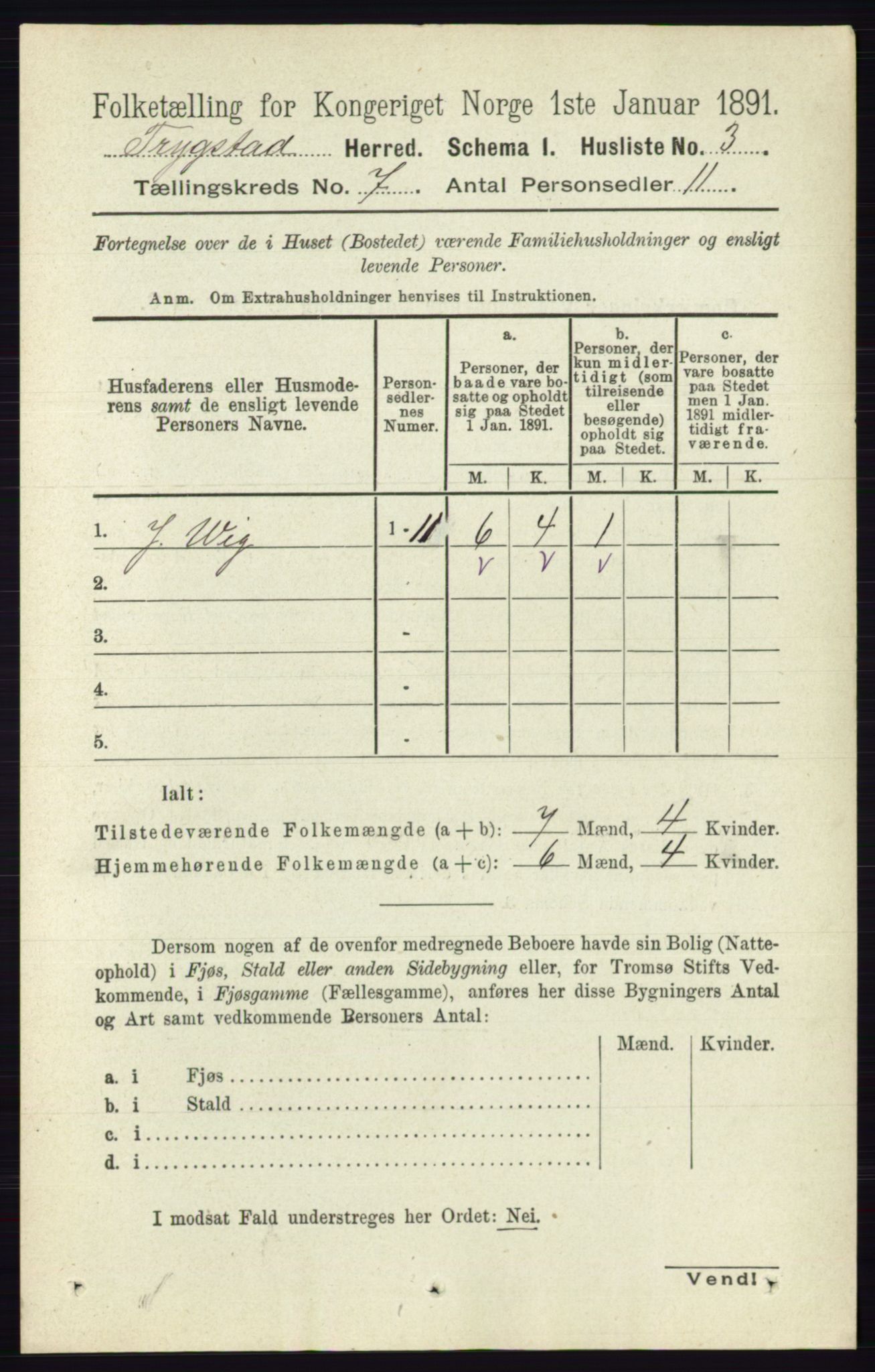 RA, 1891 Census for 0122 Trøgstad, 1891, p. 2843