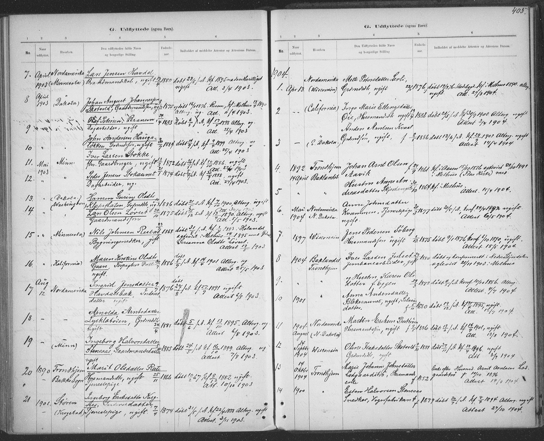 Ministerialprotokoller, klokkerbøker og fødselsregistre - Sør-Trøndelag, SAT/A-1456/691/L1085: Parish register (official) no. 691A17, 1887-1908, p. 405