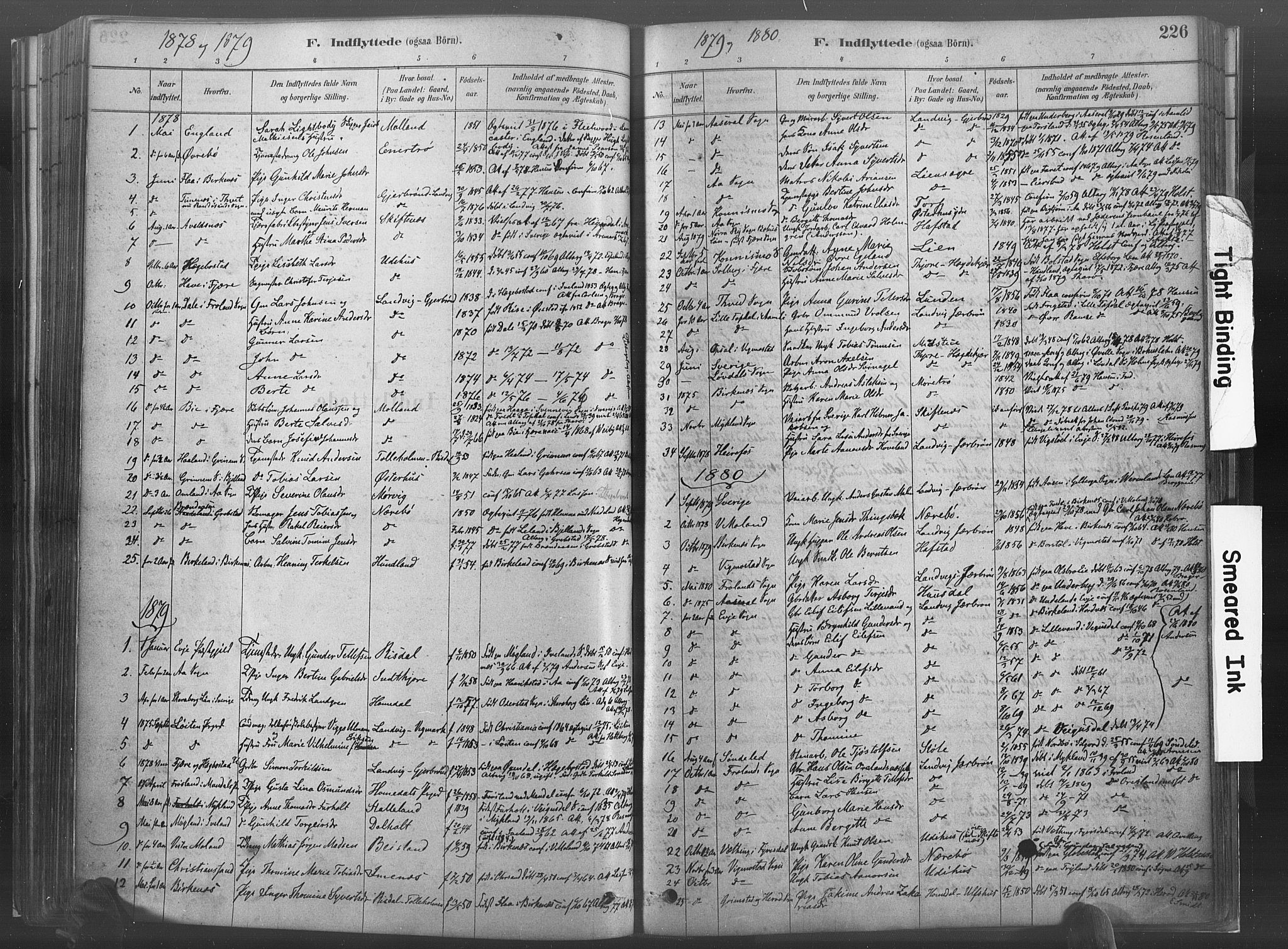 Hommedal sokneprestkontor, AV/SAK-1111-0023/F/Fa/Fab/L0006: Parish register (official) no. A 6, 1878-1897, p. 226
