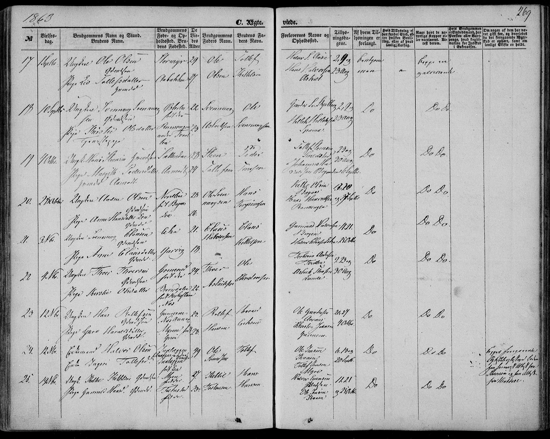 Bø kirkebøker, SAKO/A-257/F/Fa/L0009: Parish register (official) no. 9, 1862-1879, p. 269