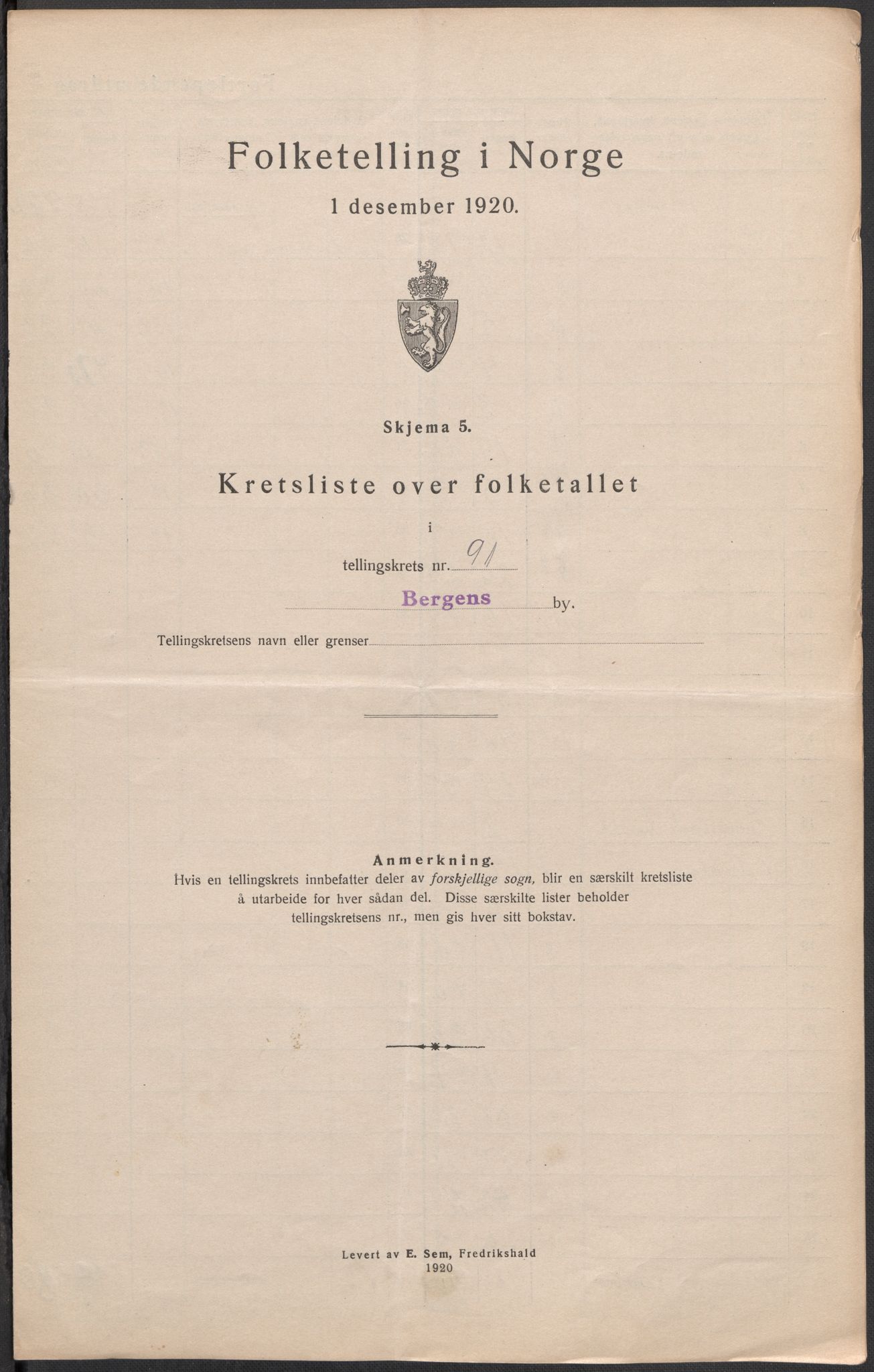 SAB, 1920 census for Bergen, 1920, p. 288