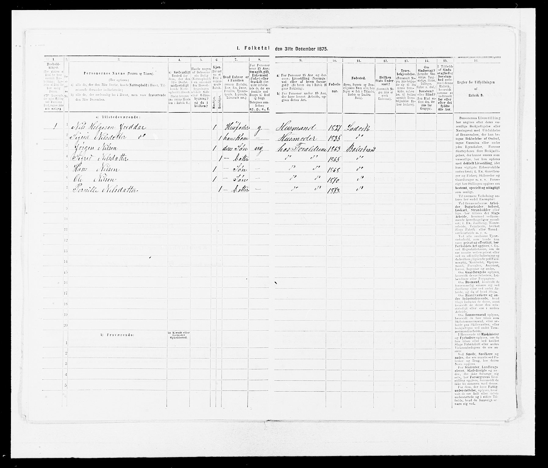 SAB, 1875 census for 1418P Balestrand, 1875, p. 413