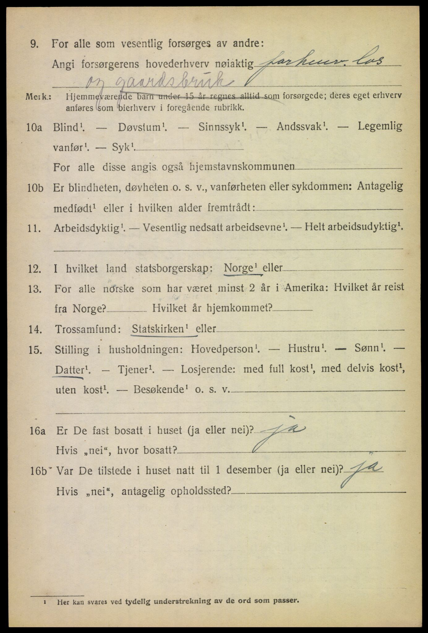 SAK, 1920 census for Randesund, 1920, p. 2297