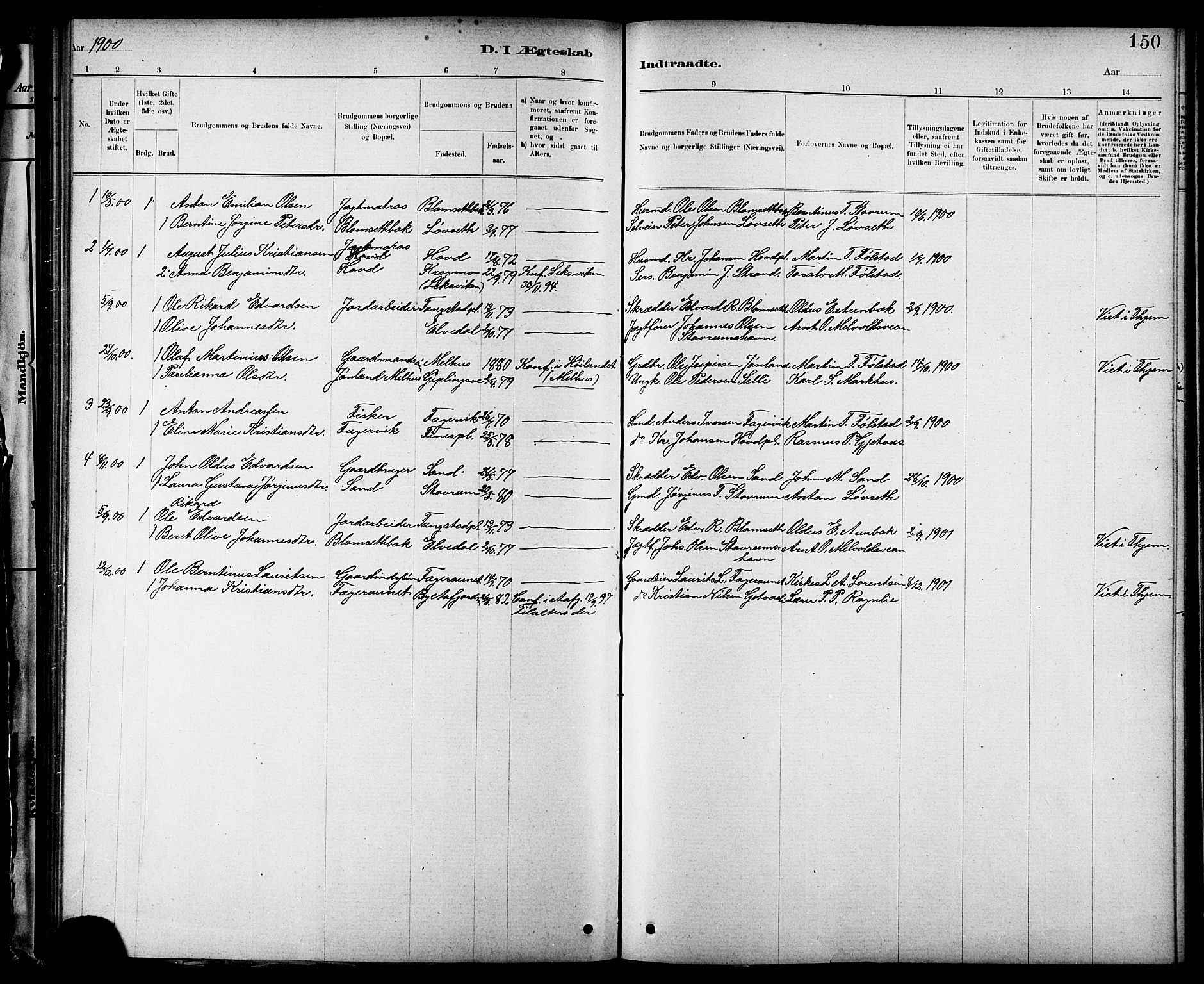 Ministerialprotokoller, klokkerbøker og fødselsregistre - Nord-Trøndelag, AV/SAT-A-1458/744/L0423: Parish register (copy) no. 744C02, 1886-1905, p. 150