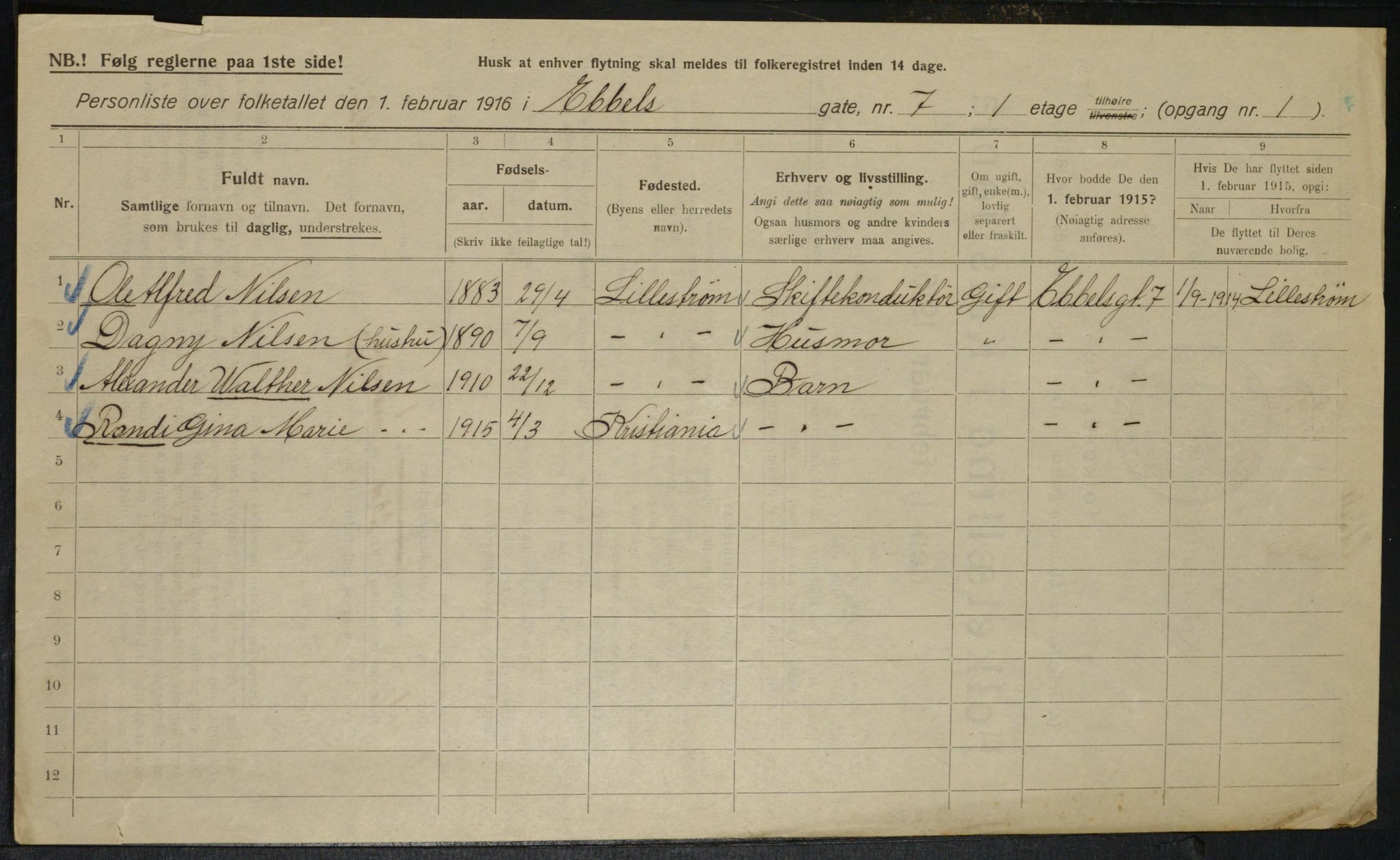 OBA, Municipal Census 1916 for Kristiania, 1916, p. 18330