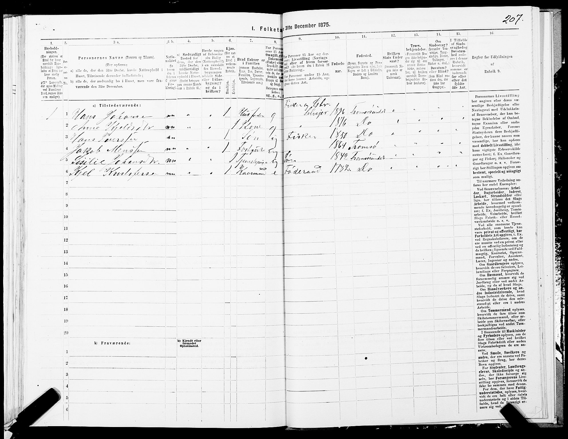 SATØ, 1875 census for 1934P Tromsøysund, 1875, p. 3207