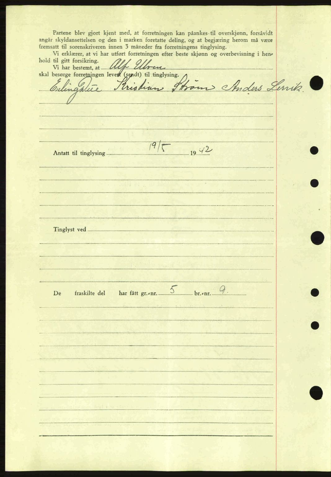 Idd og Marker sorenskriveri, AV/SAO-A-10283/G/Gb/Gbb/L0005: Mortgage book no. A5, 1941-1943, Diary no: : 600/1942