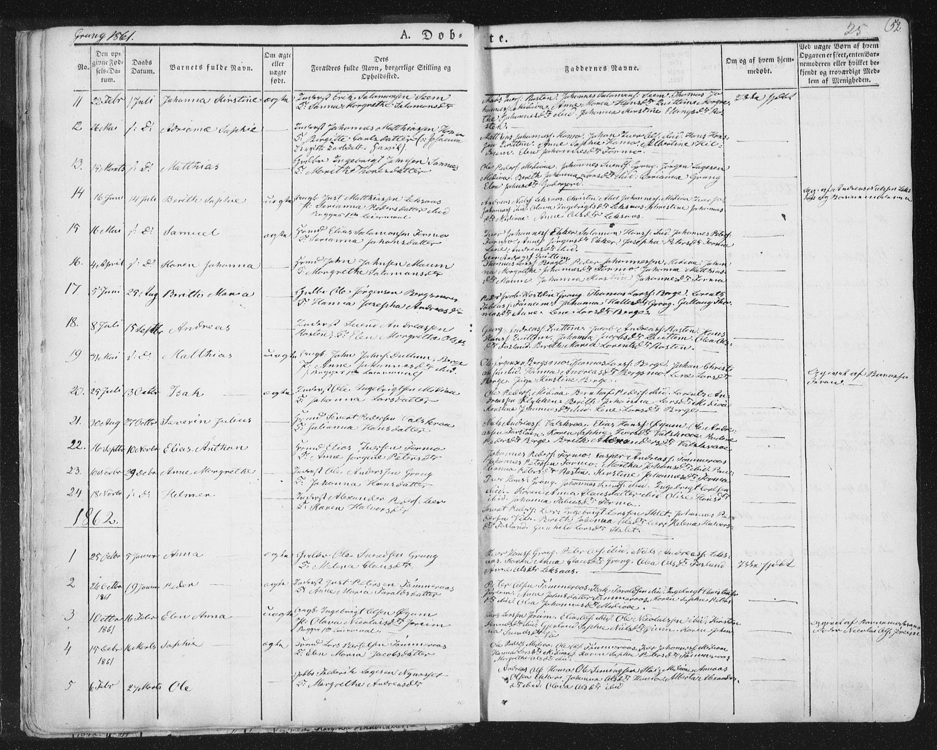 Ministerialprotokoller, klokkerbøker og fødselsregistre - Nord-Trøndelag, SAT/A-1458/758/L0513: Parish register (official) no. 758A02 /1, 1839-1868, p. 25