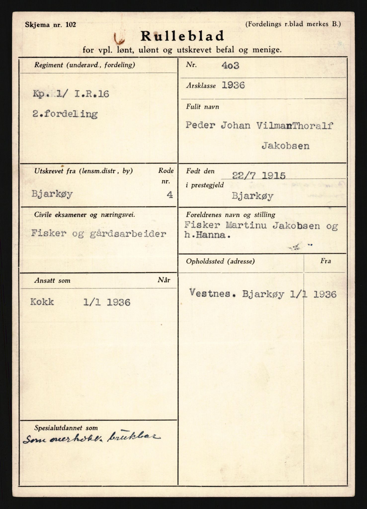 Forsvaret, Troms infanteriregiment nr. 16, AV/RA-RAFA-3146/P/Pa/L0020: Rulleblad for regimentets menige mannskaper, årsklasse 1936, 1936, p. 551