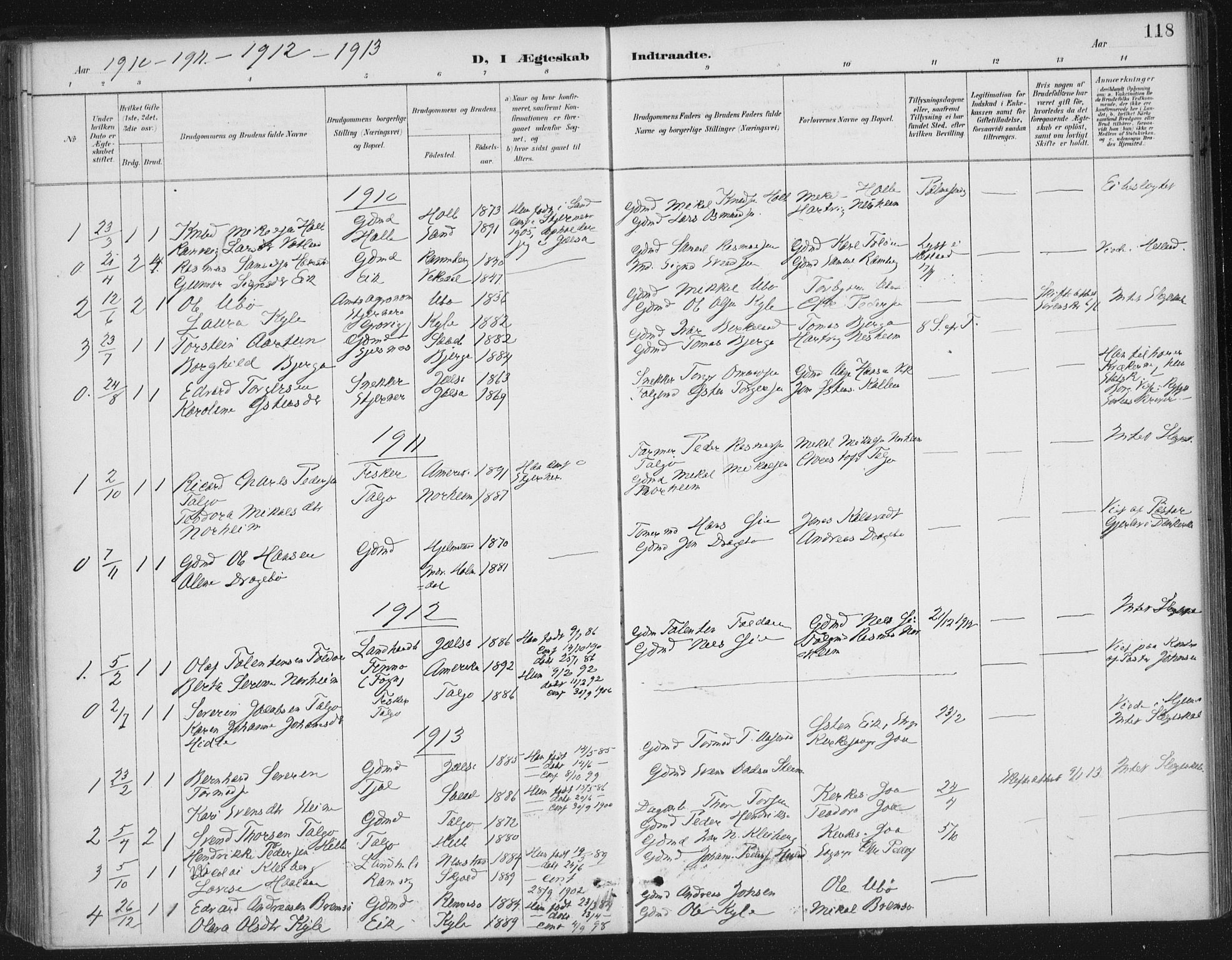 Nedstrand sokneprestkontor, AV/SAST-A-101841/01/IV: Parish register (official) no. A 13, 1887-1915, p. 118