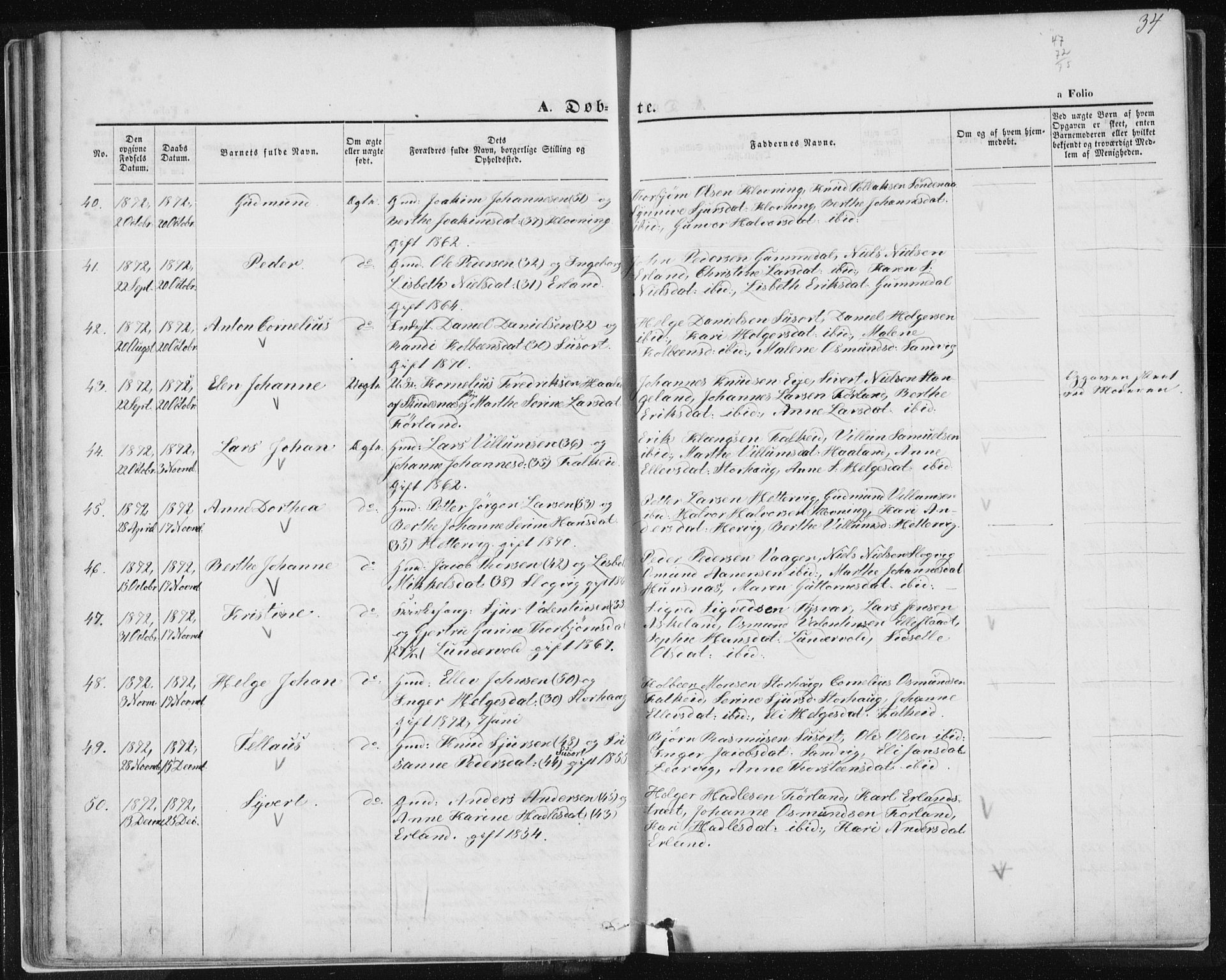 Tysvær sokneprestkontor, AV/SAST-A -101864/H/Ha/Haa/L0005: Parish register (official) no. A 5, 1865-1878, p. 34