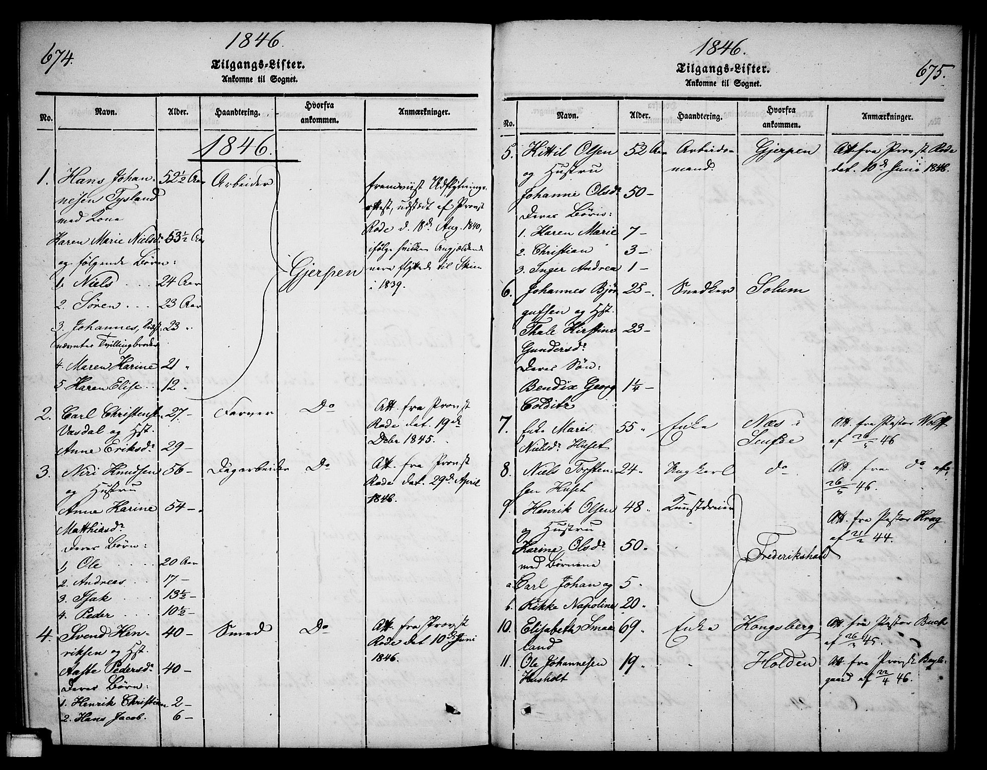 Skien kirkebøker, SAKO/A-302/G/Ga/L0003: Parish register (copy) no. 3, 1843-1847, p. 674-675