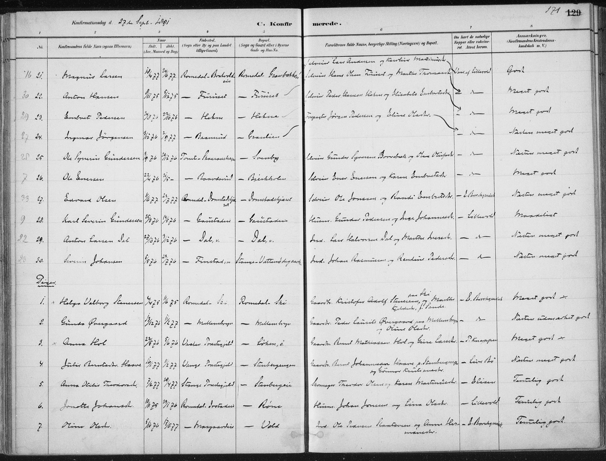 Romedal prestekontor, AV/SAH-PREST-004/K/L0010: Parish register (official) no. 10, 1880-1895, p. 171