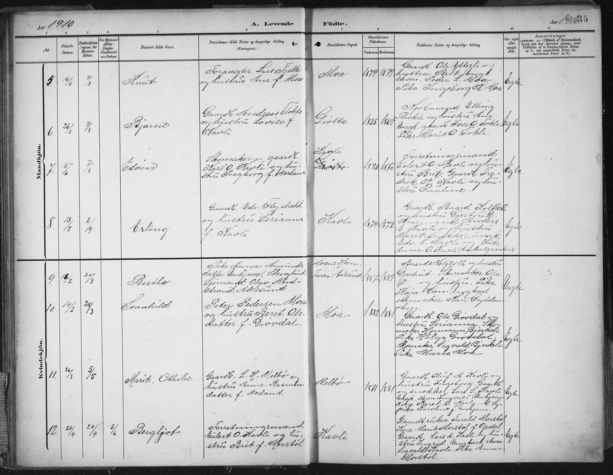 Ministerialprotokoller, klokkerbøker og fødselsregistre - Møre og Romsdal, AV/SAT-A-1454/545/L0589: Parish register (copy) no. 545C03, 1902-1937, p. 35