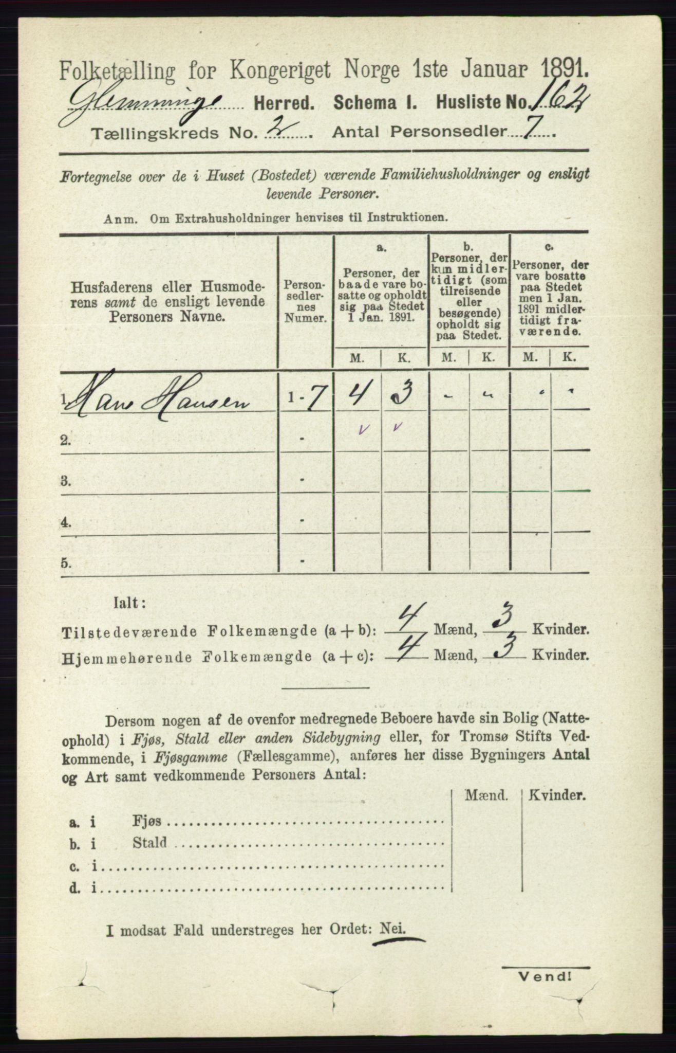 RA, 1891 census for 0132 Glemmen, 1891, p. 580