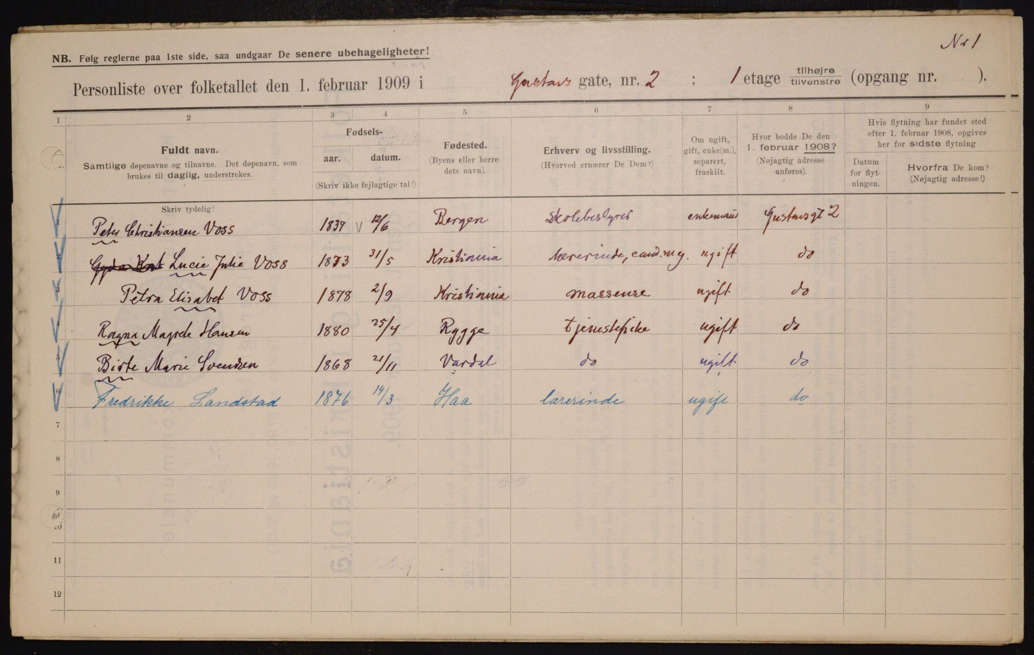 OBA, Municipal Census 1909 for Kristiania, 1909, p. 29549