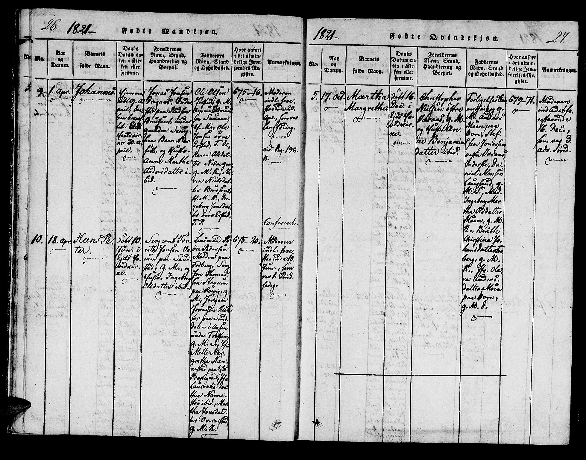 Ministerialprotokoller, klokkerbøker og fødselsregistre - Nord-Trøndelag, AV/SAT-A-1458/722/L0217: Parish register (official) no. 722A04, 1817-1842, p. 26-27