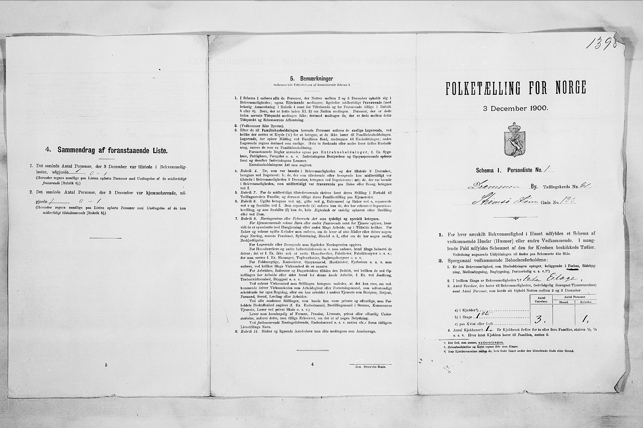 RA, 1900 census for Drammen, 1900, p. 8704