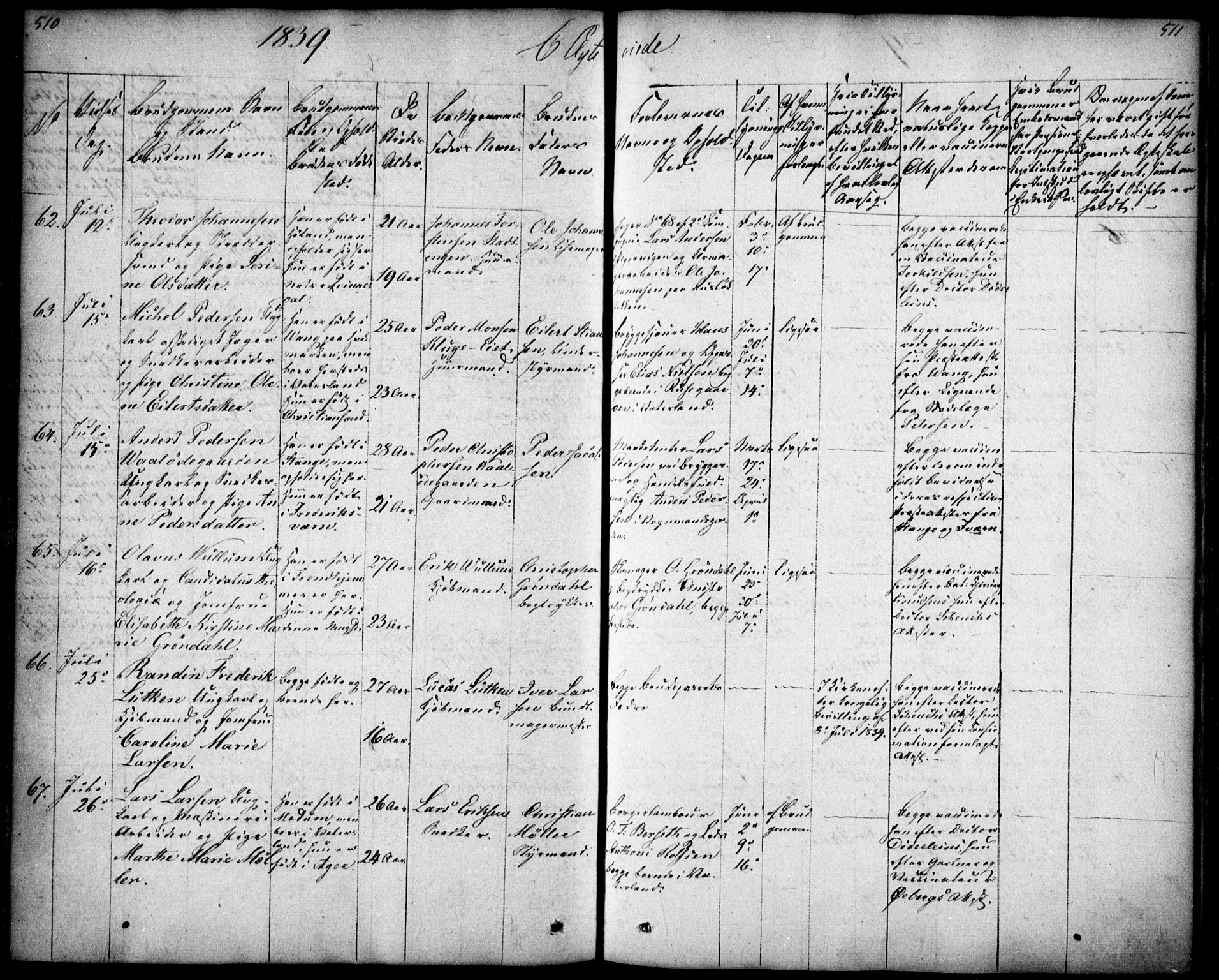 Oslo domkirke Kirkebøker, SAO/A-10752/F/Fa/L0019: Parish register (official) no. 19, 1828-1847, p. 510-511