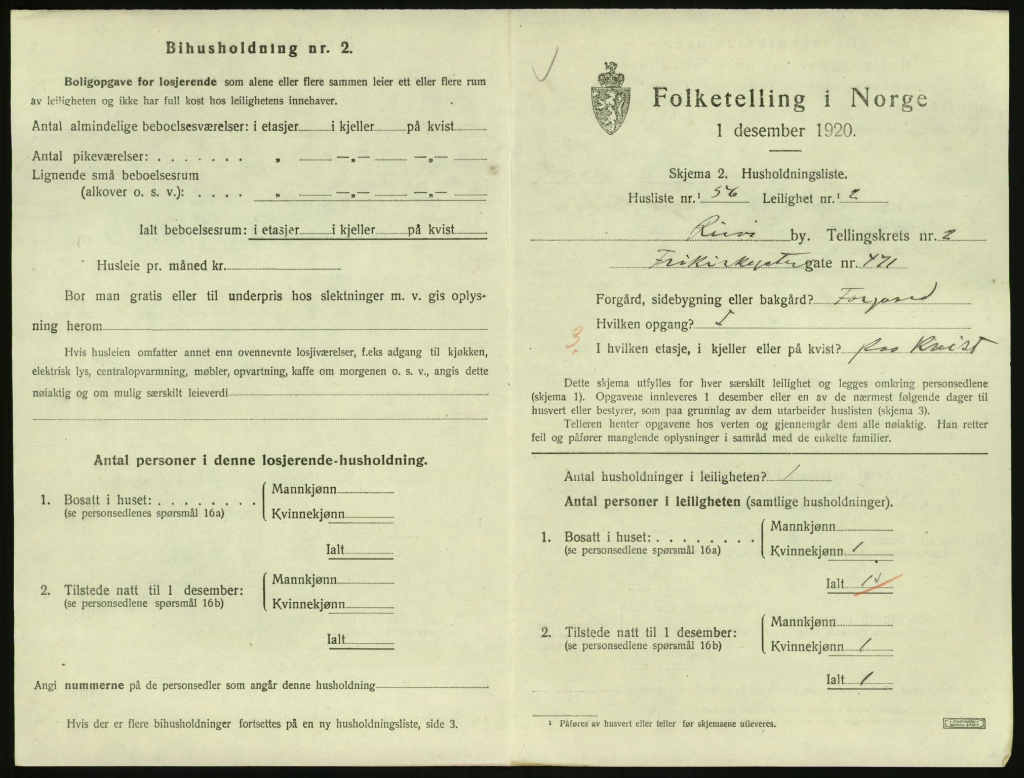 SAK, 1920 census for Risør, 1920, p. 2117