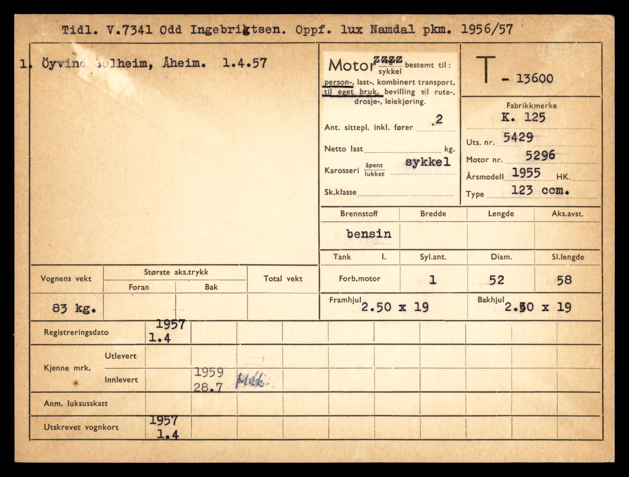 Møre og Romsdal vegkontor - Ålesund trafikkstasjon, AV/SAT-A-4099/F/Fe/L0040: Registreringskort for kjøretøy T 13531 - T 13709, 1927-1998, p. 1222