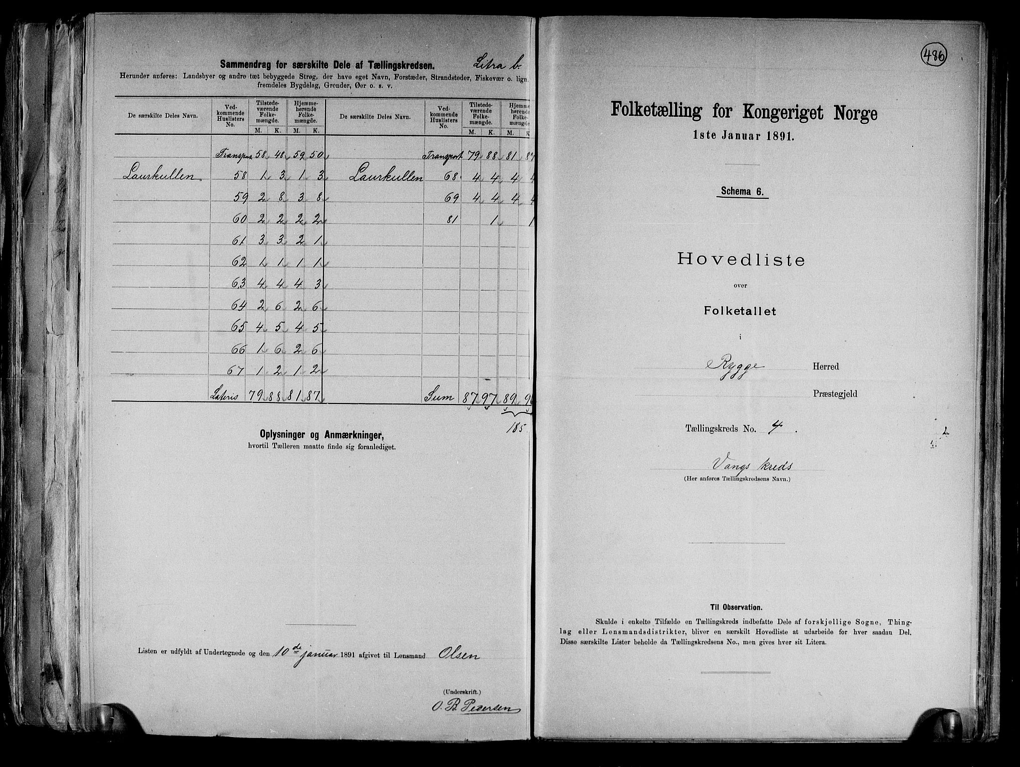 RA, 1891 census for 0136 Rygge, 1891, p. 14