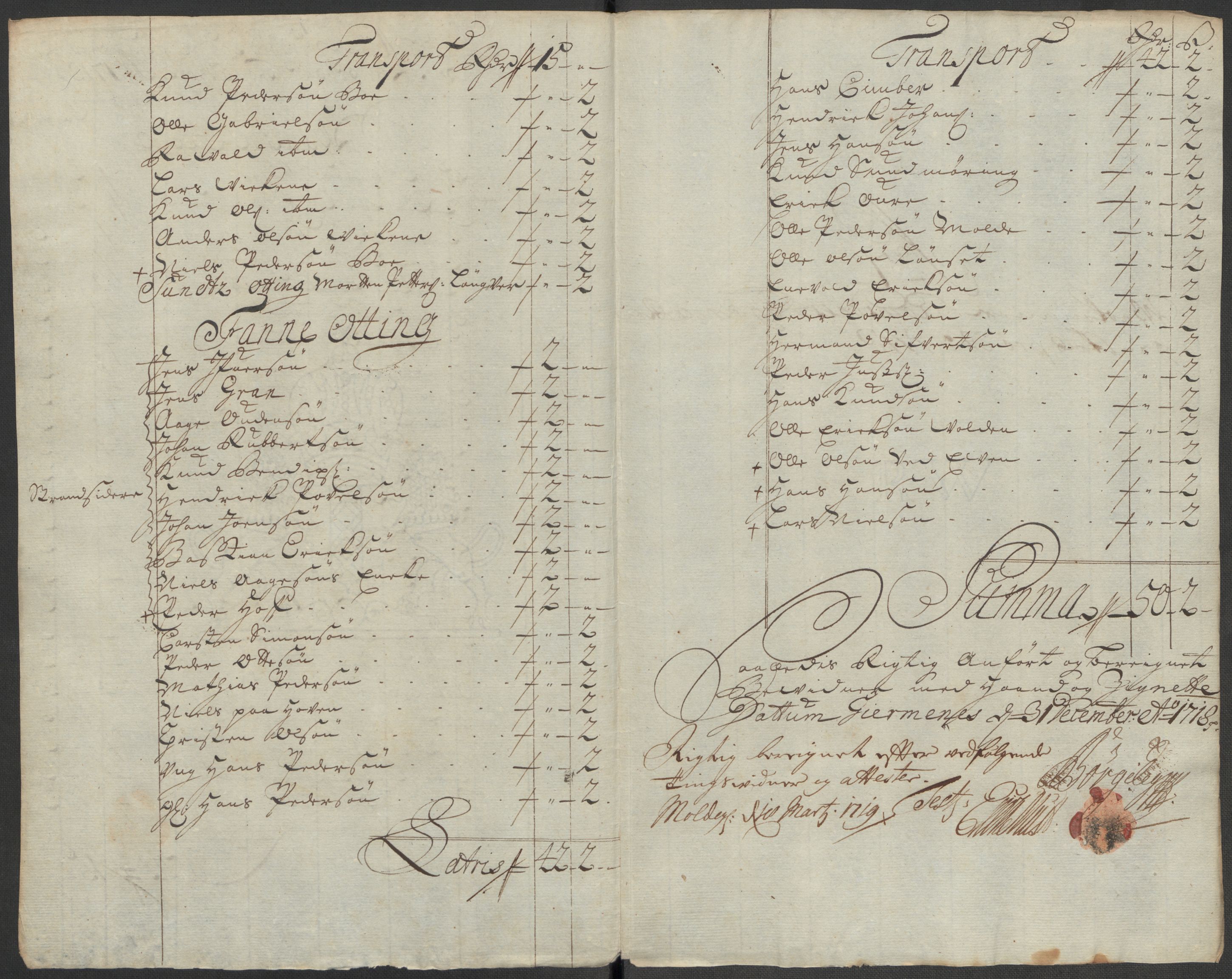 Rentekammeret inntil 1814, Reviderte regnskaper, Fogderegnskap, RA/EA-4092/R55/L3665: Fogderegnskap Romsdal, 1718, p. 100