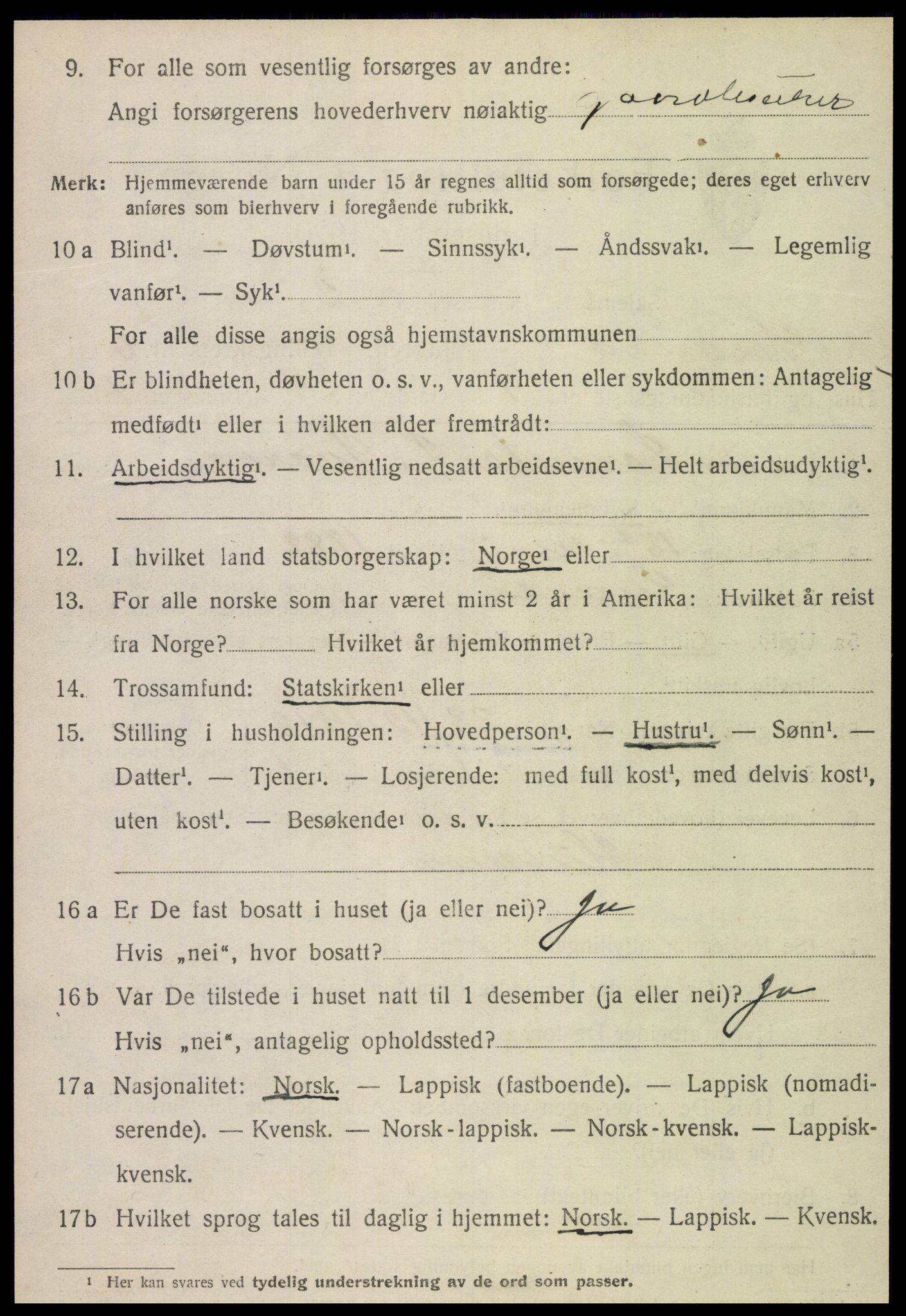 SAT, 1920 census for Snåsa, 1920, p. 2605