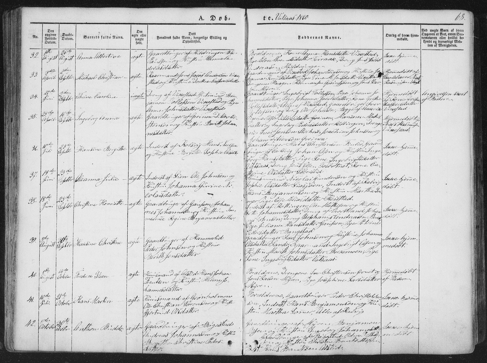 Ministerialprotokoller, klokkerbøker og fødselsregistre - Nordland, SAT/A-1459/810/L0144: Parish register (official) no. 810A07 /1, 1841-1862, p. 68