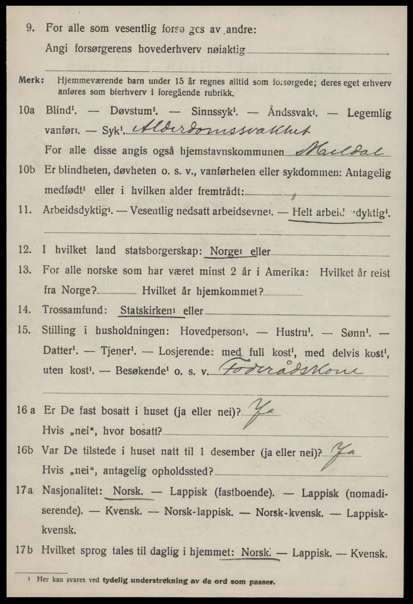 SAT, 1920 census for Meldal, 1920, p. 11332