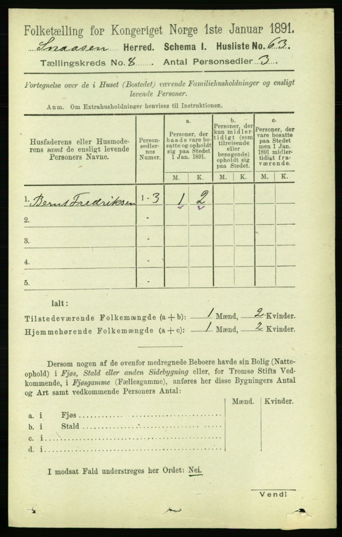 RA, 1891 census for 1736 Snåsa, 1891, p. 2731