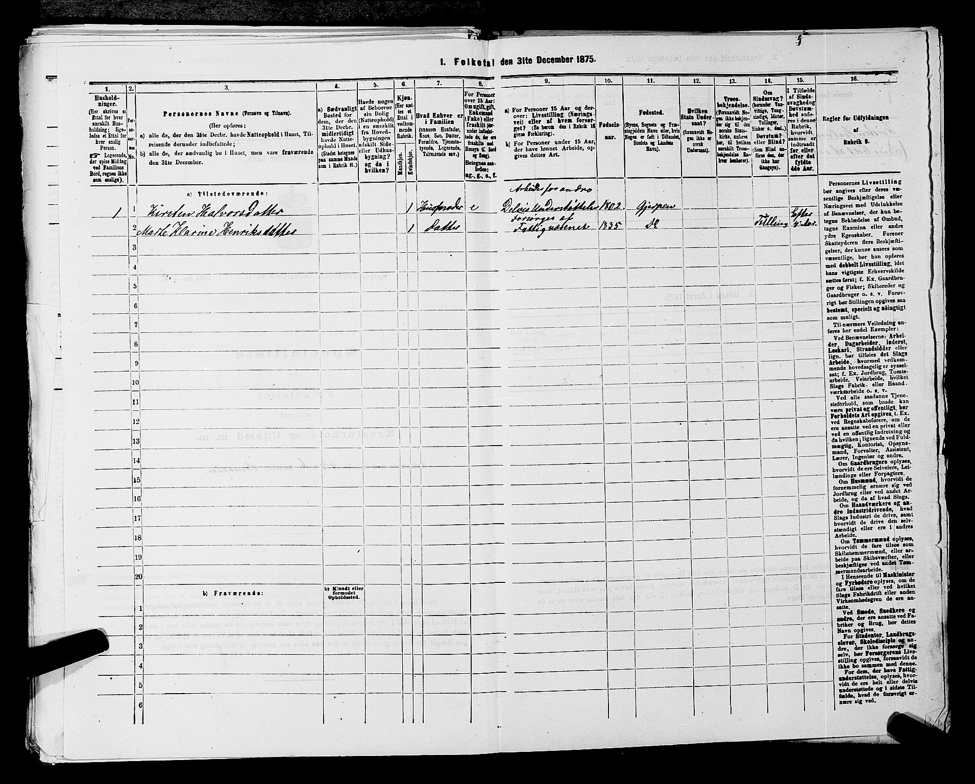 SAKO, 1875 census for 0812P Gjerpen, 1875, p. 838