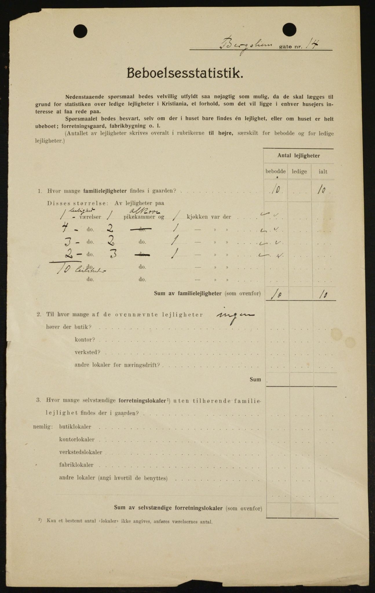 OBA, Municipal Census 1909 for Kristiania, 1909, p. 3982