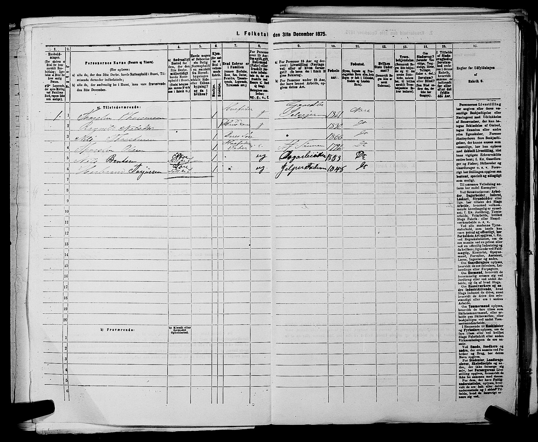 SAKO, 1875 census for 0633P Nore, 1875, p. 725