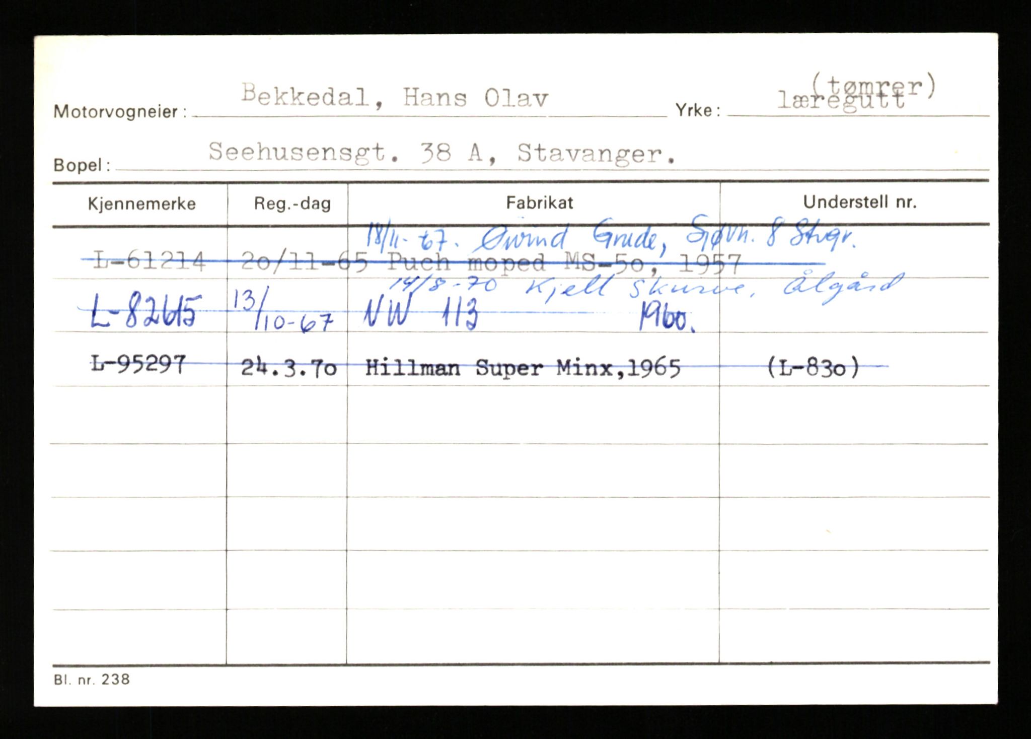 Stavanger trafikkstasjon, SAST/A-101942/0/H/L0002: Askildsen - Berge, 1930-1971, p. 1815