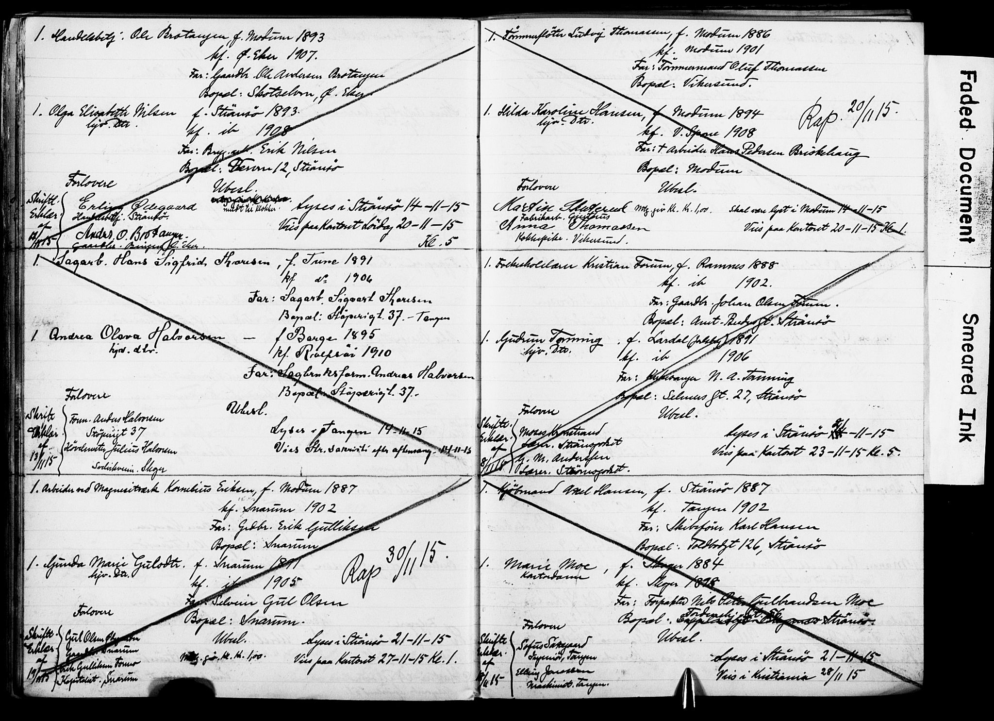 Strømsø kirkebøker, AV/SAKO-A-246/H/Ha/L0014: Banns register no. 14, 1911-1920