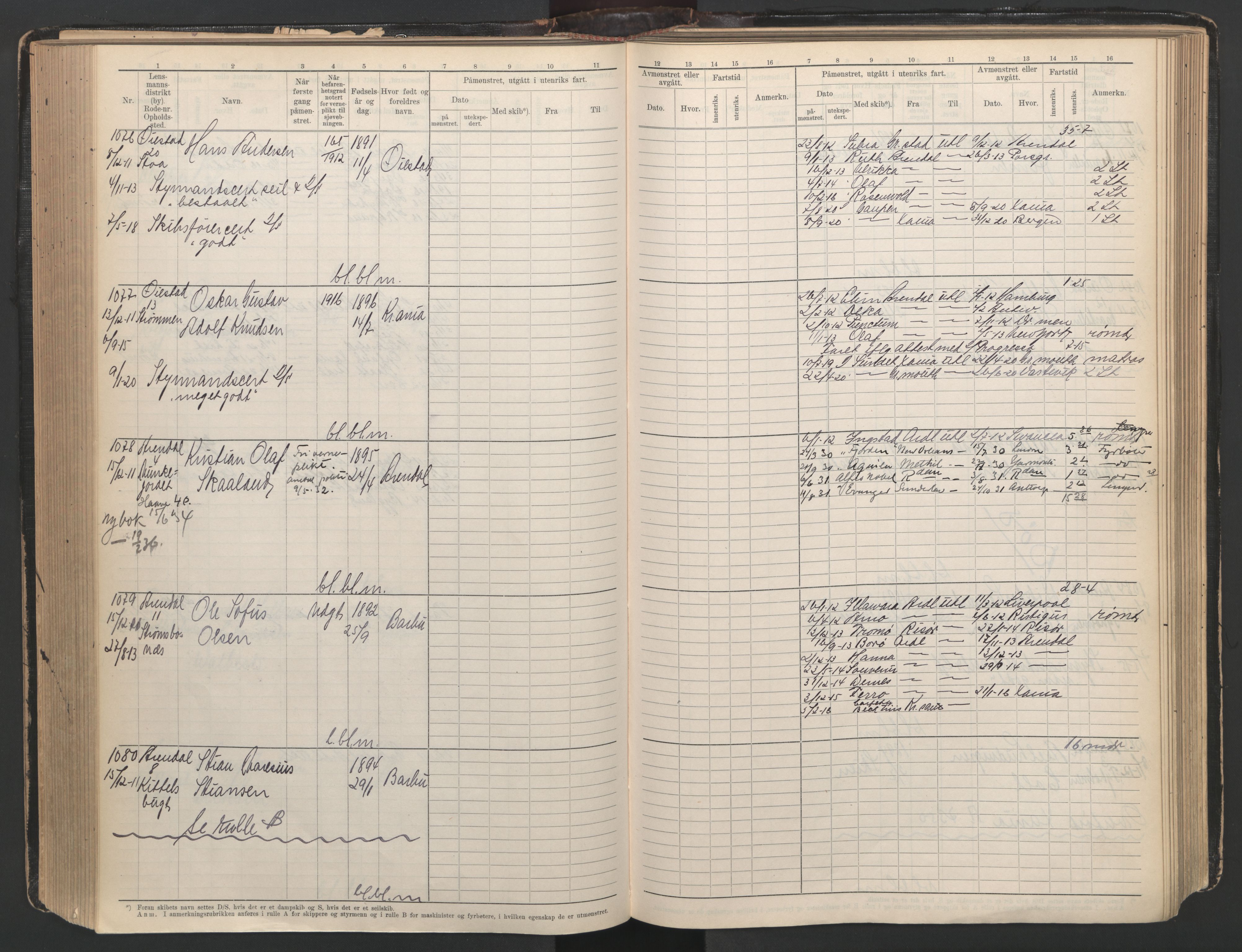 Arendal mønstringskrets, AV/SAK-2031-0012/F/Fb/L0003: Hovedrulle A nr 1-2495, E-4, 1899-1949, p. 222