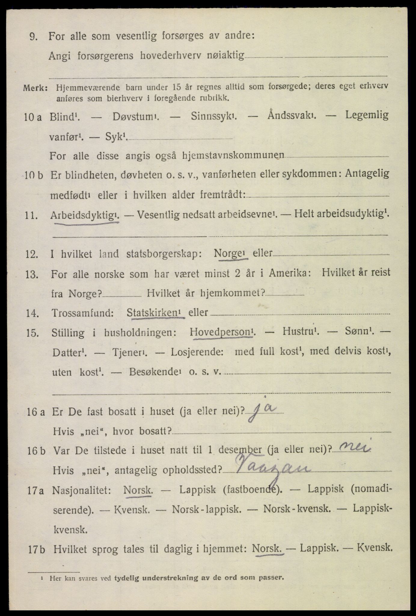 SAT, 1920 census for Gimsøy, 1920, p. 2524