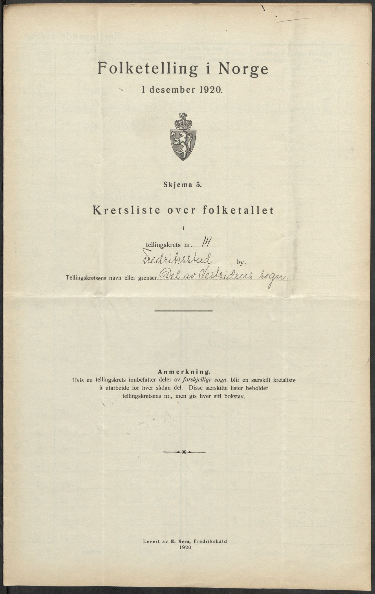 SAO, 1920 census for Fredrikstad, 1920, p. 44