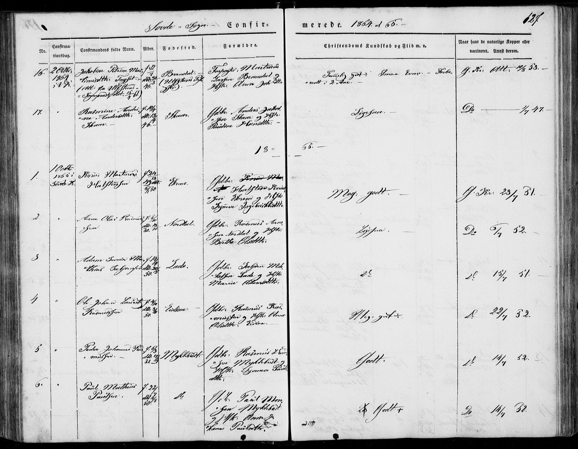 Ministerialprotokoller, klokkerbøker og fødselsregistre - Møre og Romsdal, AV/SAT-A-1454/502/L0023: Parish register (official) no. 502A01, 1844-1873, p. 127