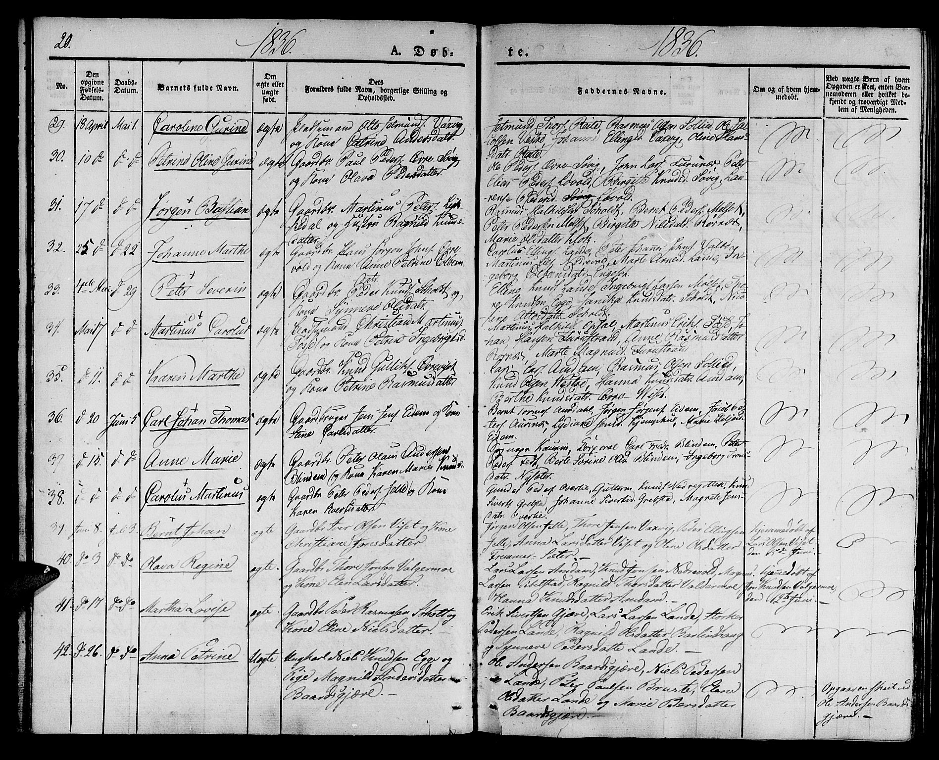 Ministerialprotokoller, klokkerbøker og fødselsregistre - Møre og Romsdal, SAT/A-1454/522/L0311: Parish register (official) no. 522A06, 1832-1842, p. 20