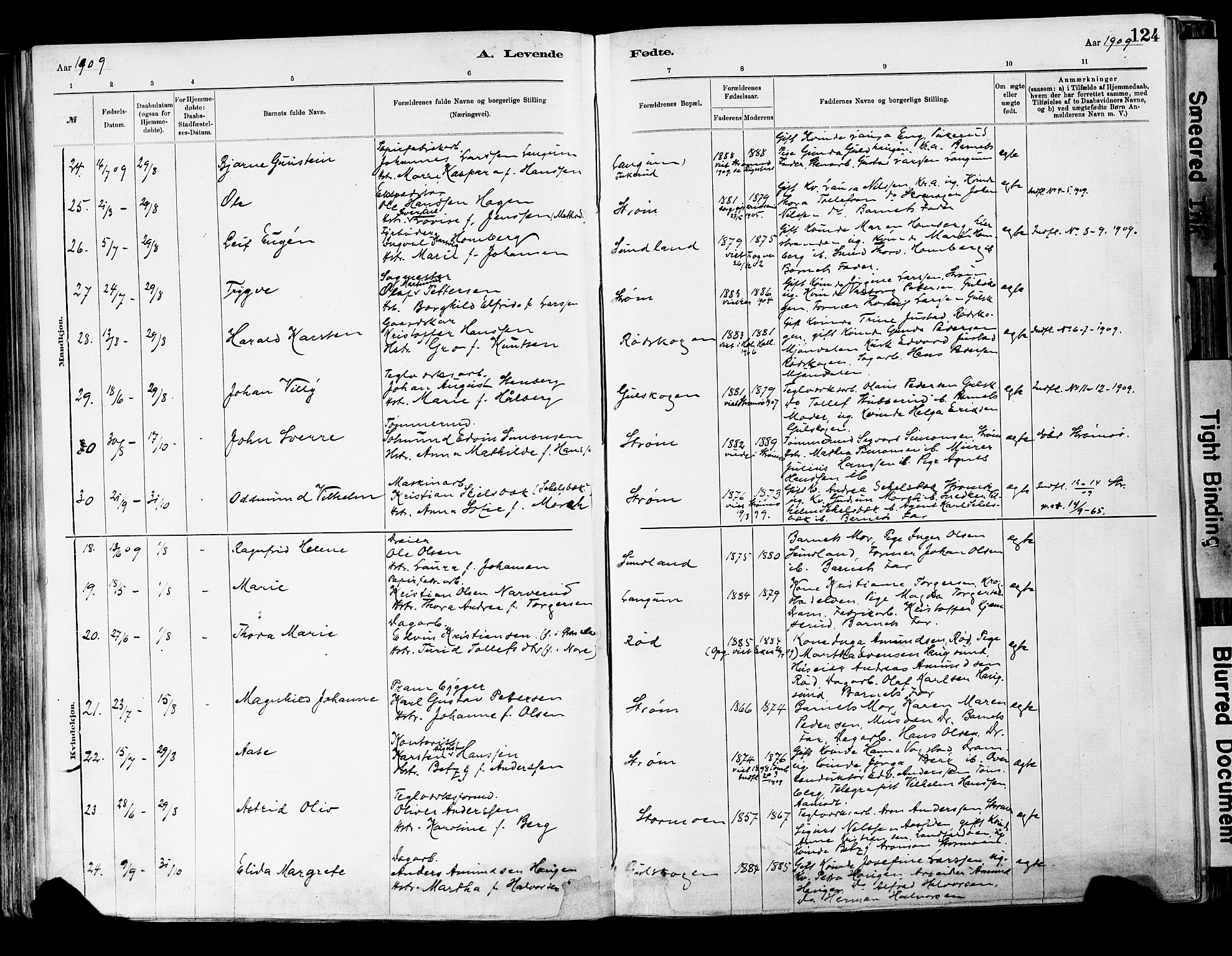 Strømsgodset kirkebøker, SAKO/A-324/F/Fa/L0001: Parish register (official) no. 1, 1885-1909, p. 124